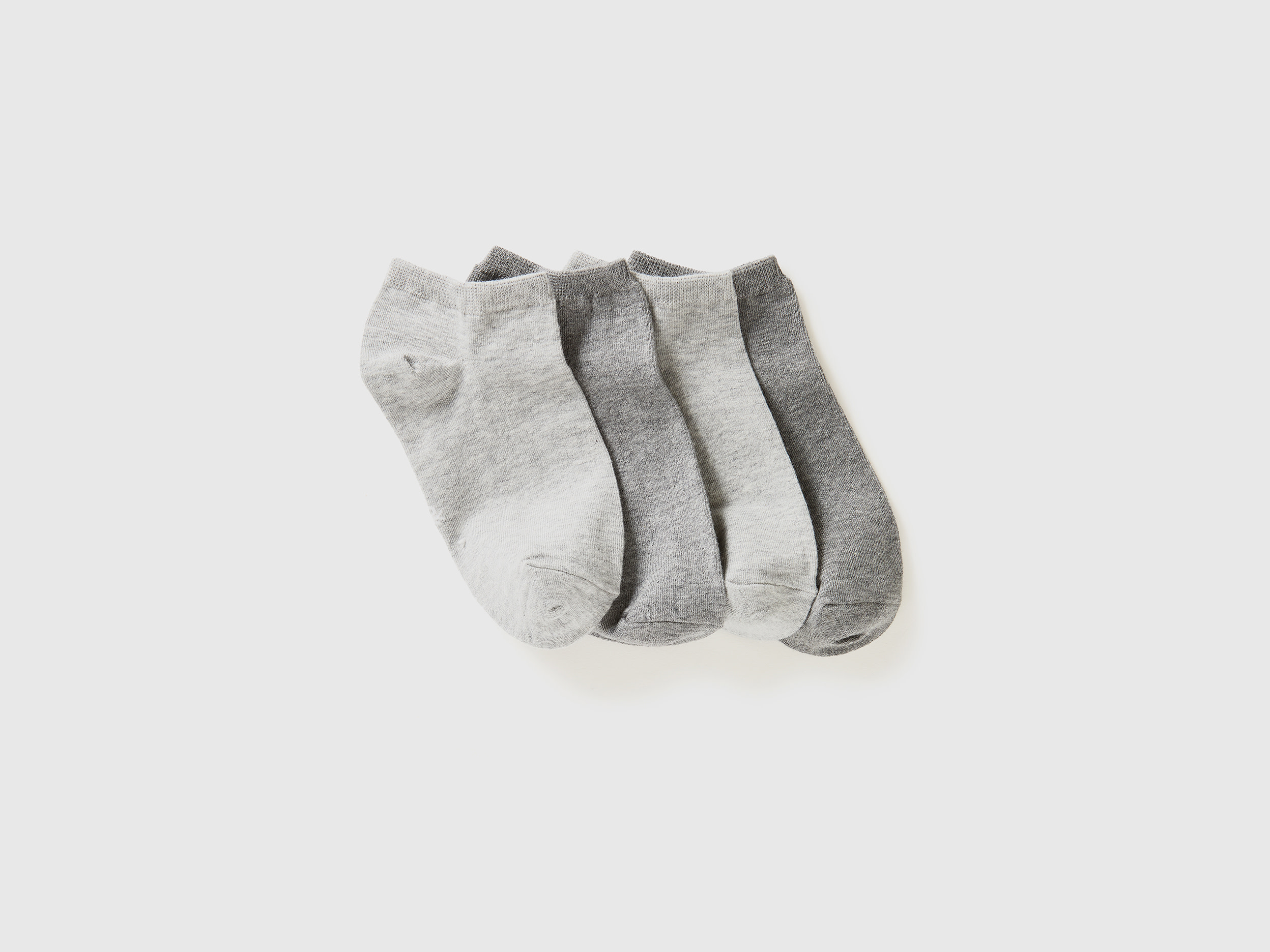 Benetton, Quattro Paia Di Calzini Corti, Grigio, Bambini