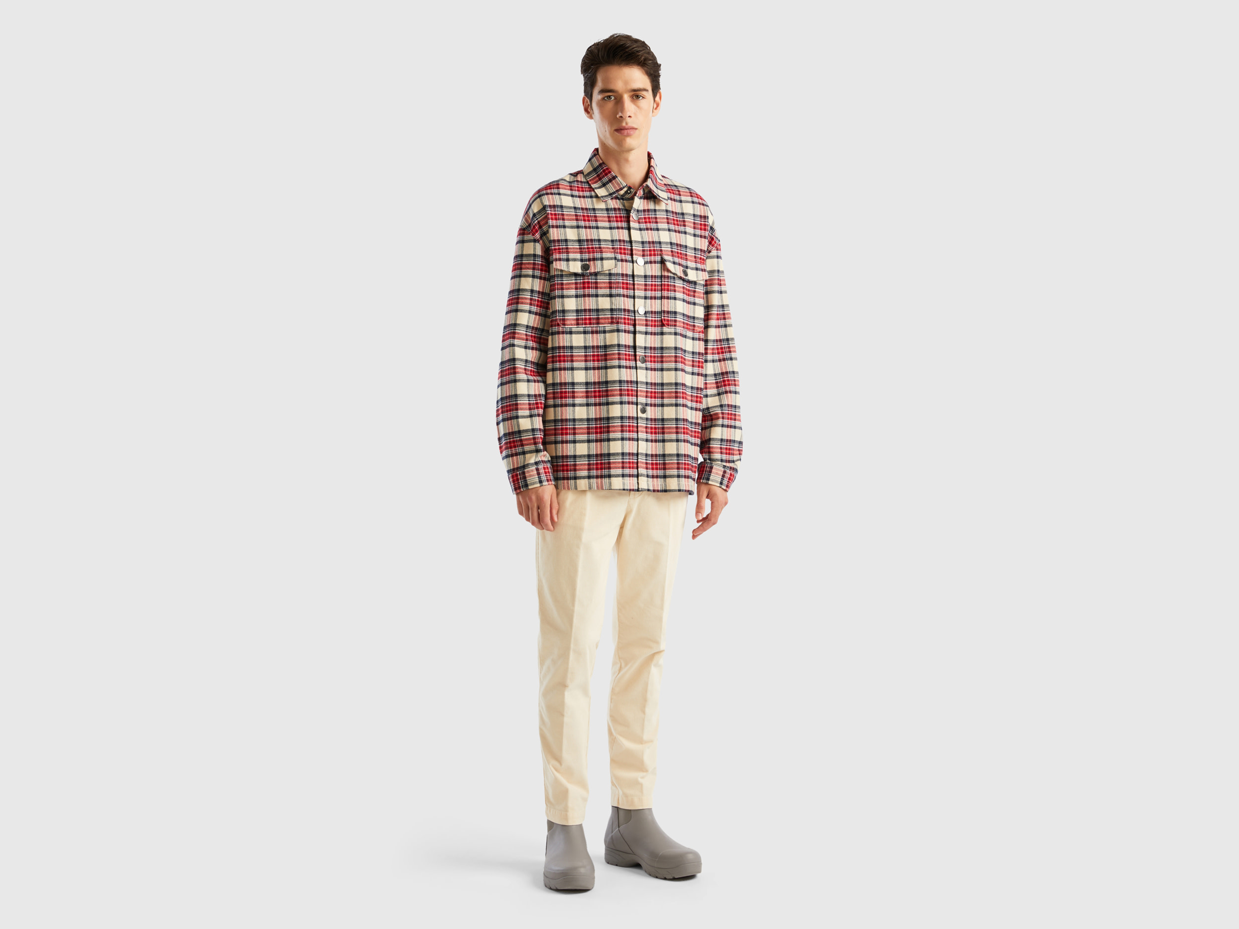 Benetton, Tartan Flannel Overshirt, size XXL, Multi-color, Men
