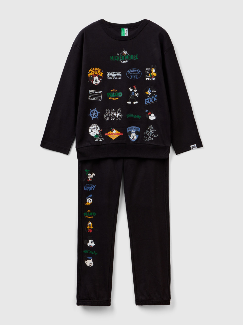 Benetton, Pyjama Long Mickey Mouse, Noir, Enfants