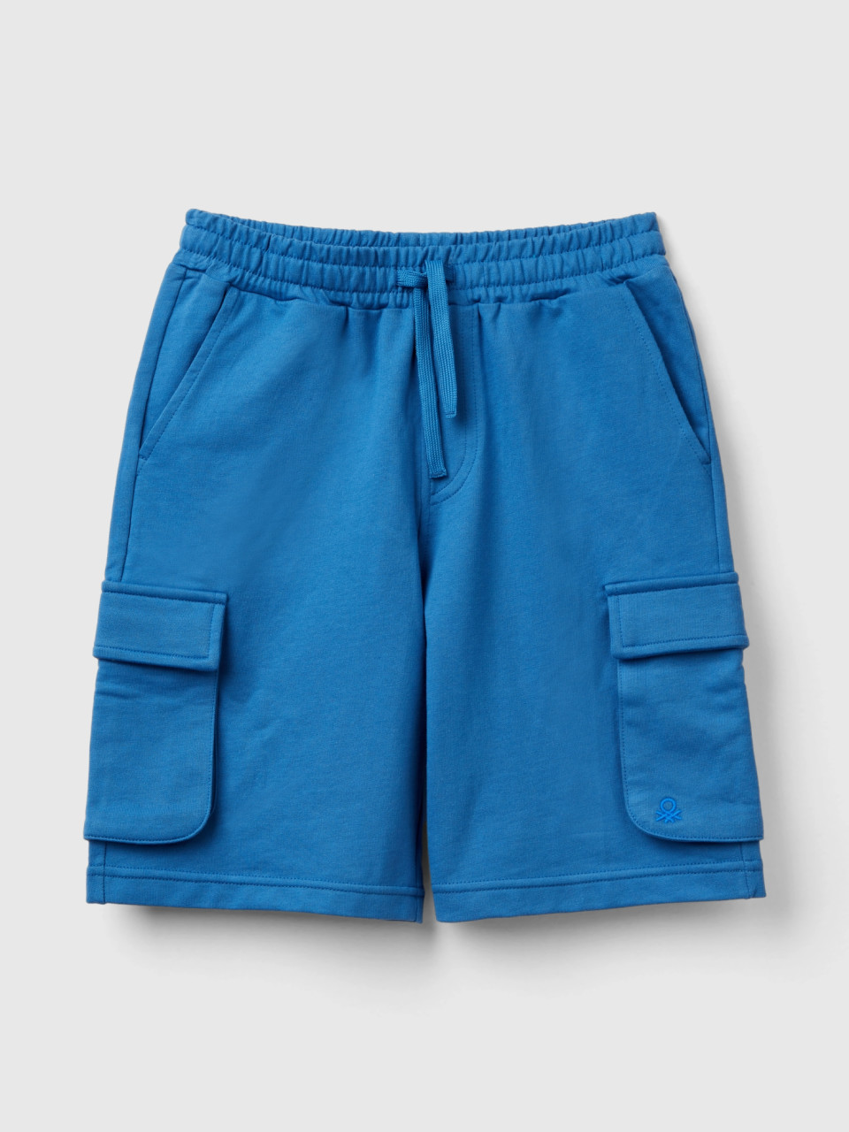 Benetton, Cargo Shorts In Light Sweat Fabric, Blue, Kids