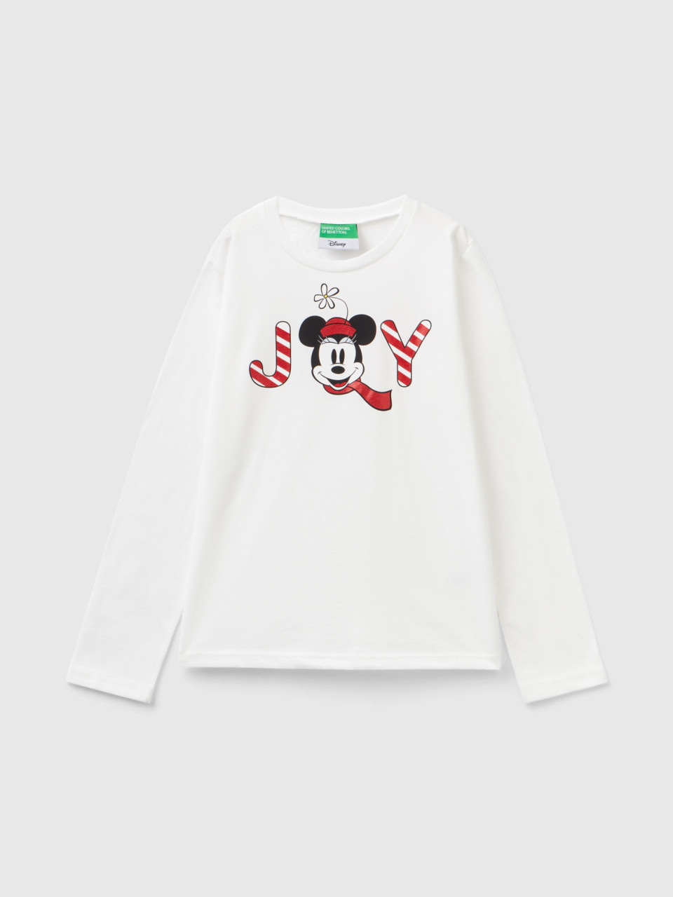 Benetton, ©disney Christmas T-shirt With Glitter, White, Kids