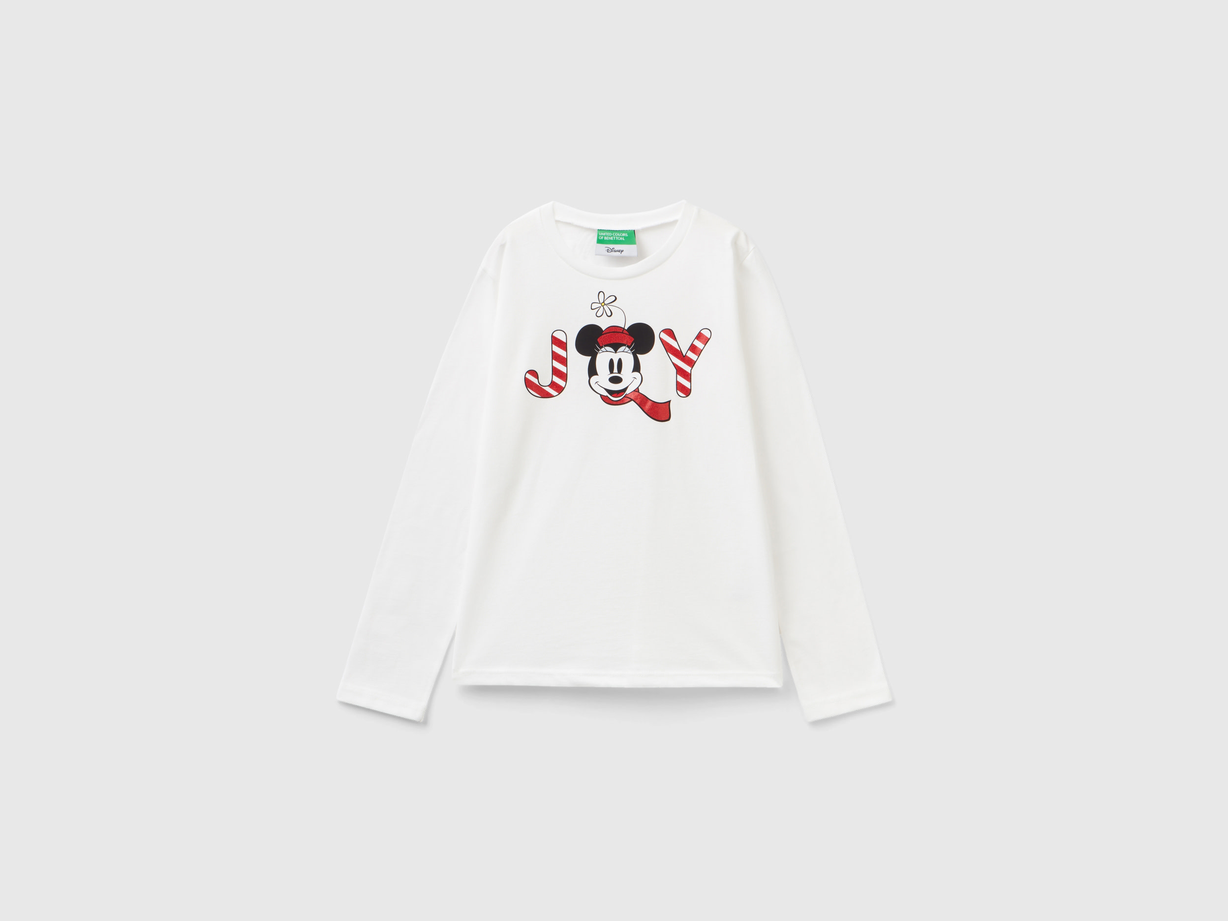 Benetton, (c)disney Christmas T-shirt With Glitter, size S, White, Kids