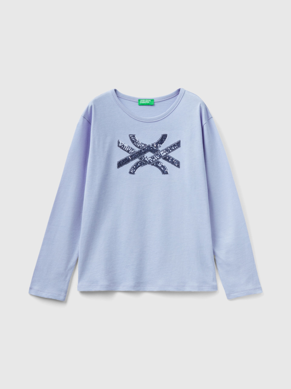 Benetton, T-shirt En Coton Bio Chaud À Paillettes, Lilas, Enfants