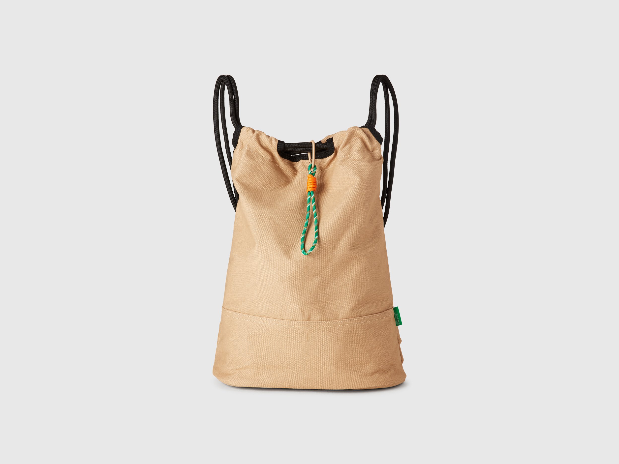 Benetton, Sack Rucksack In Pure Cotton, size OS, Beige, Men