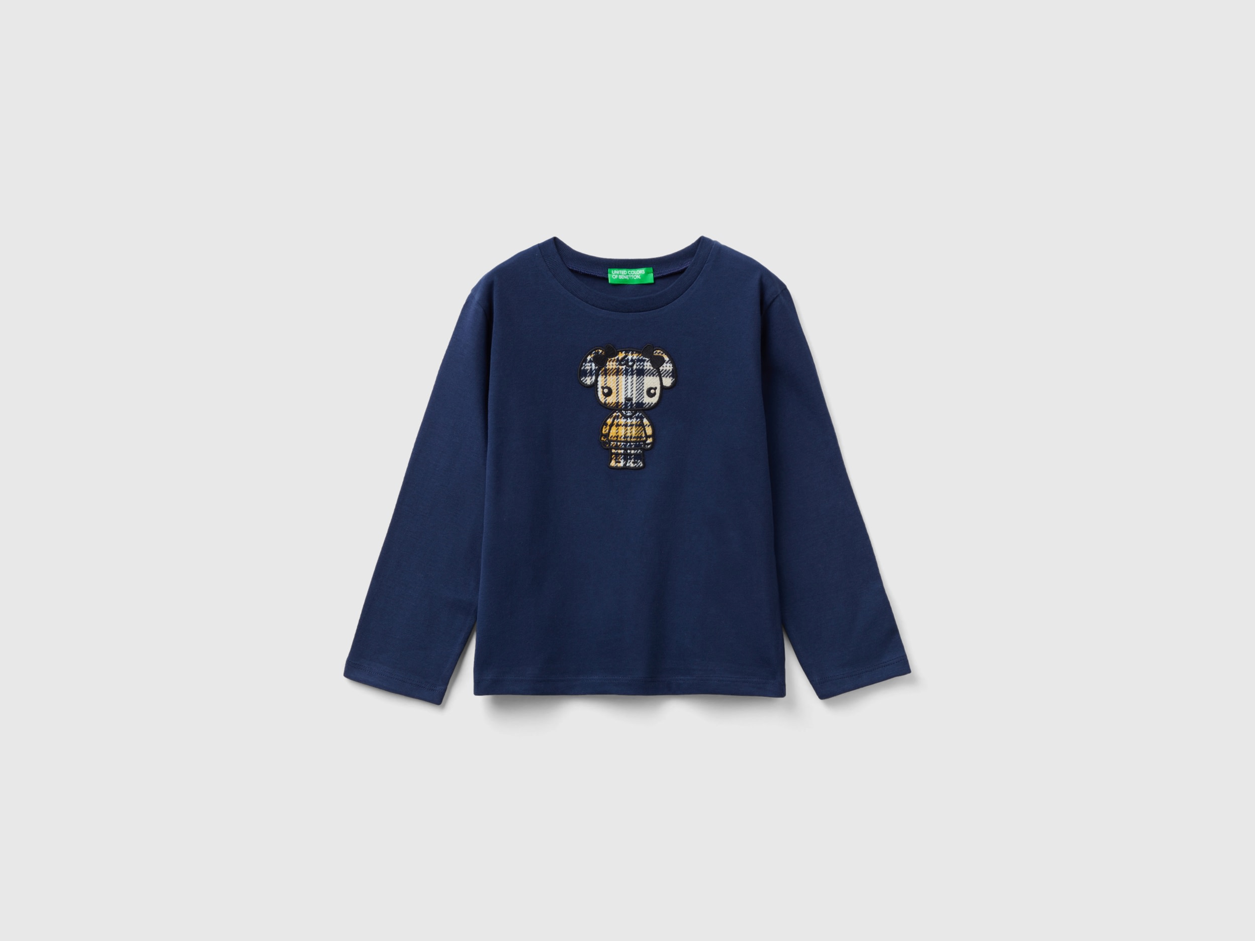 Benetton, T-shirt With Animal Embroidery, size 5-6, Dark Blue, Kids