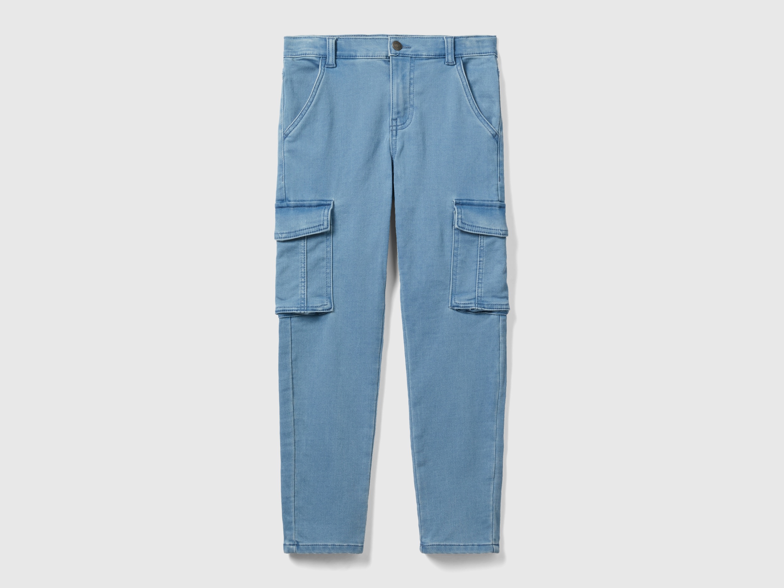 Benetton, Slim Fit Jeans With Pockets, size 2XL, Light Blue, Kids