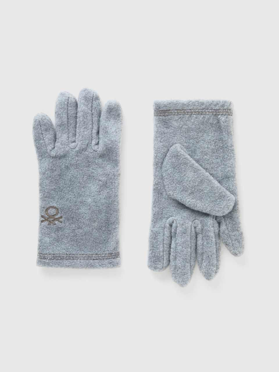 Benetton, Fleece Gloves, Gray, Kids