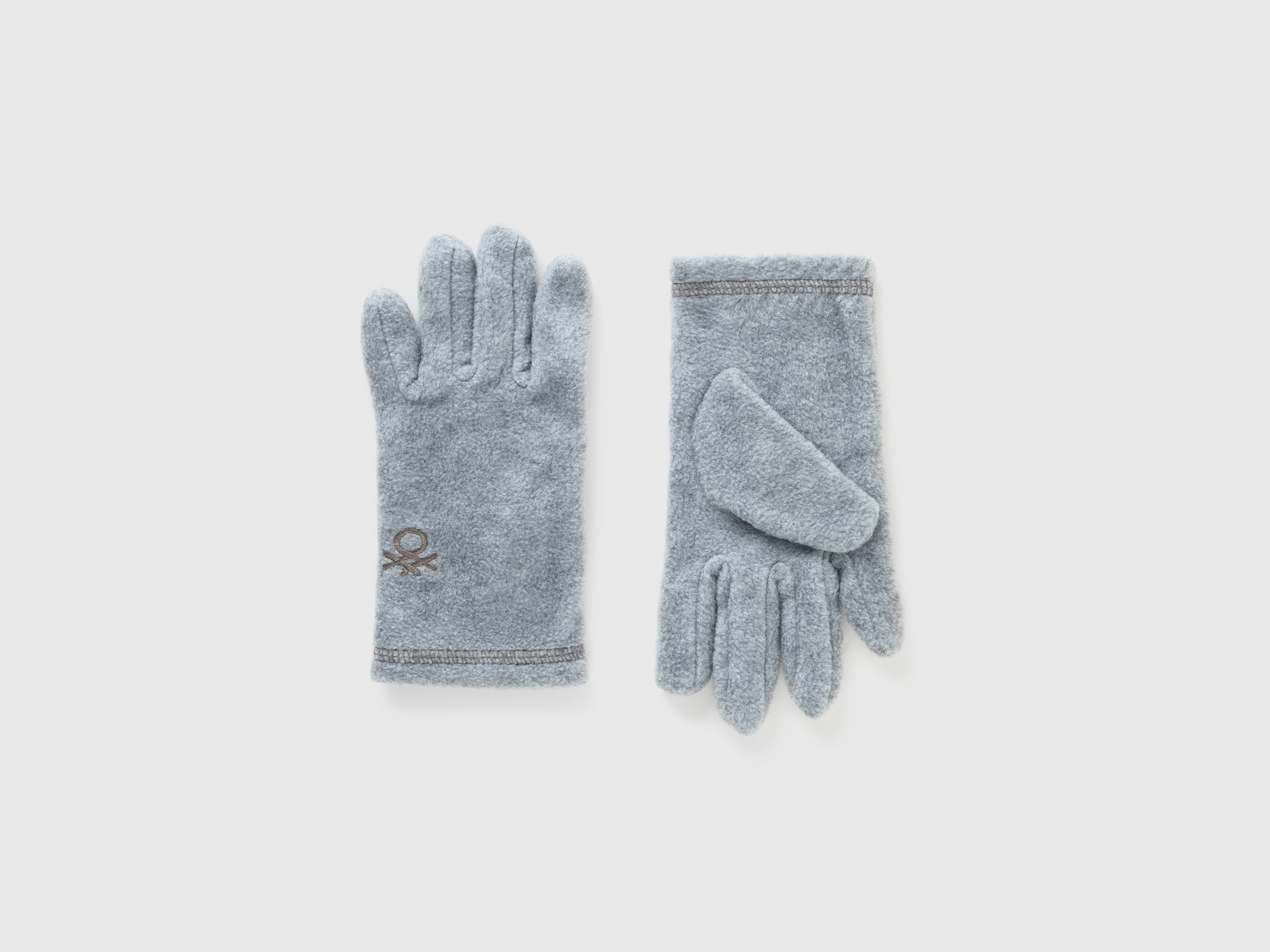 Benetton, Fleece Gloves, size M-L, Gray, Kids