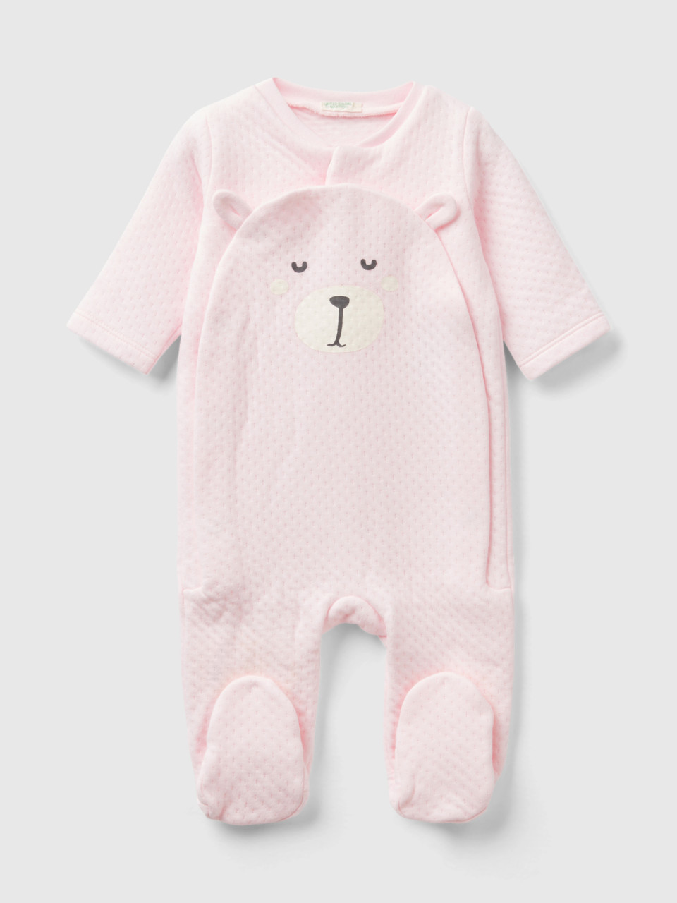 Benetton, Teddy Bear Onesie With Quilted Look, Soft Pink, Kids