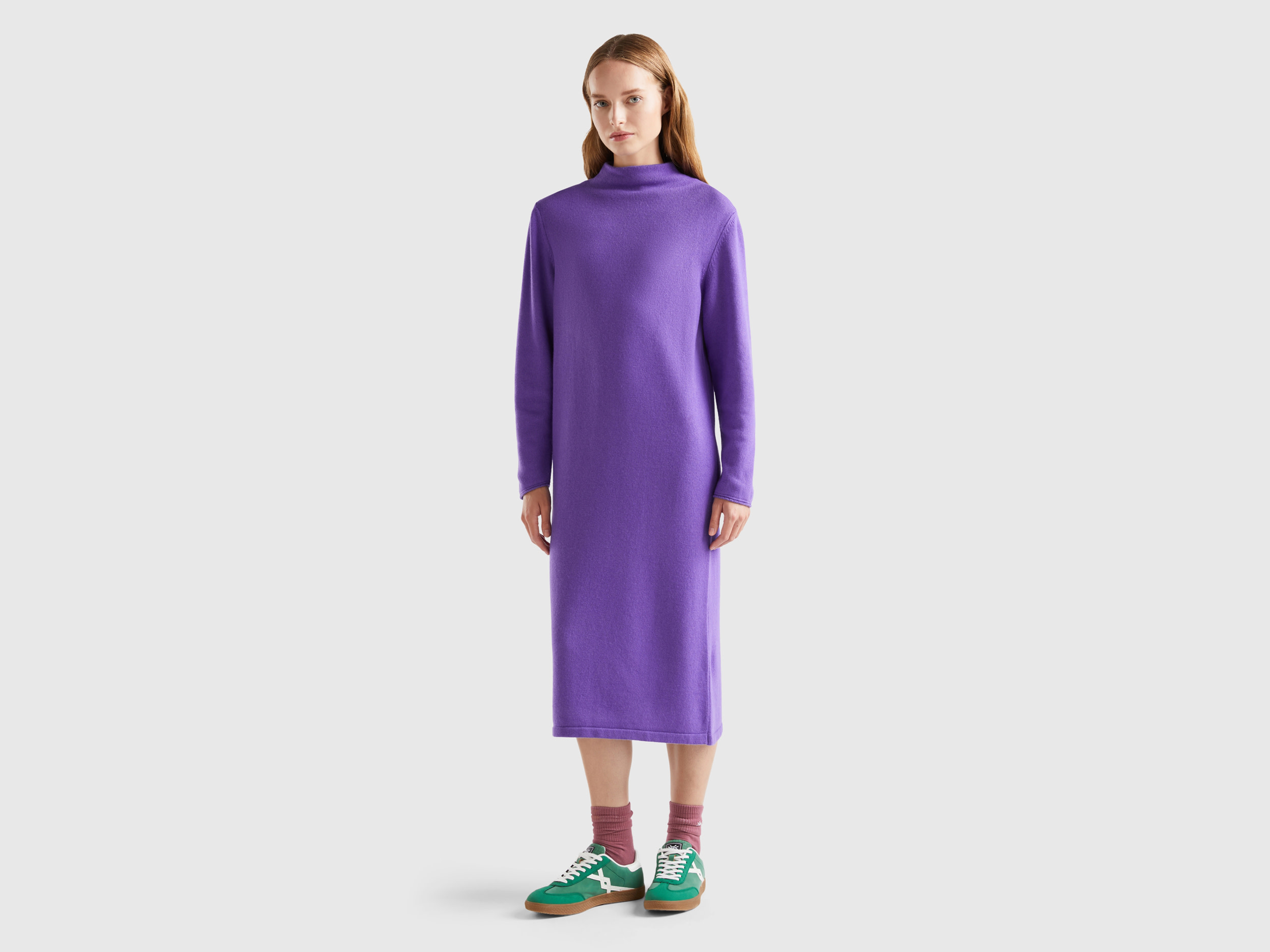 Benetton, Cashmere Blend Midi Dress, size M, Violet, Women