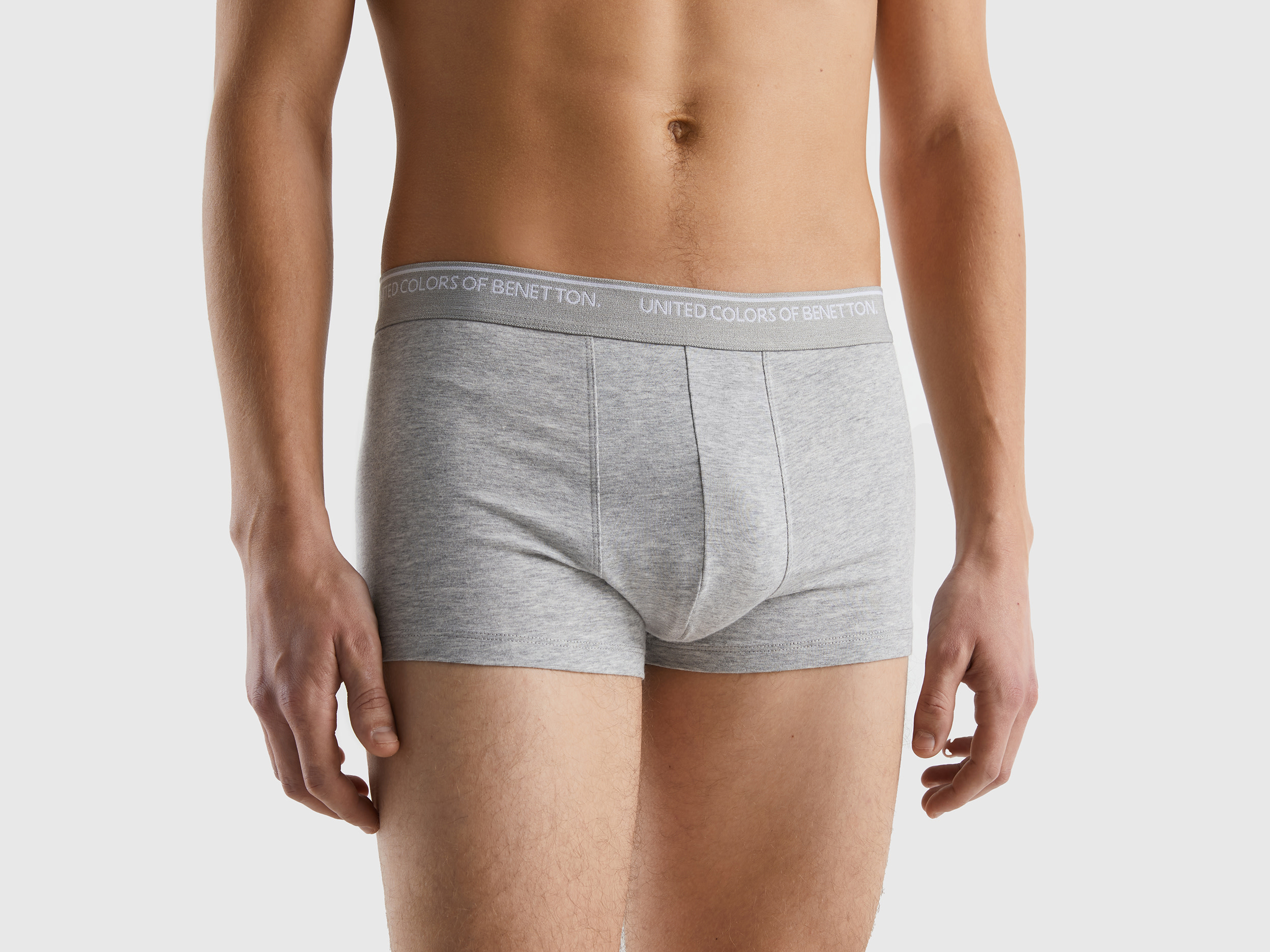 Benetton, Fitted Boxers In Organic Cotton, size L, Light Gray, Men