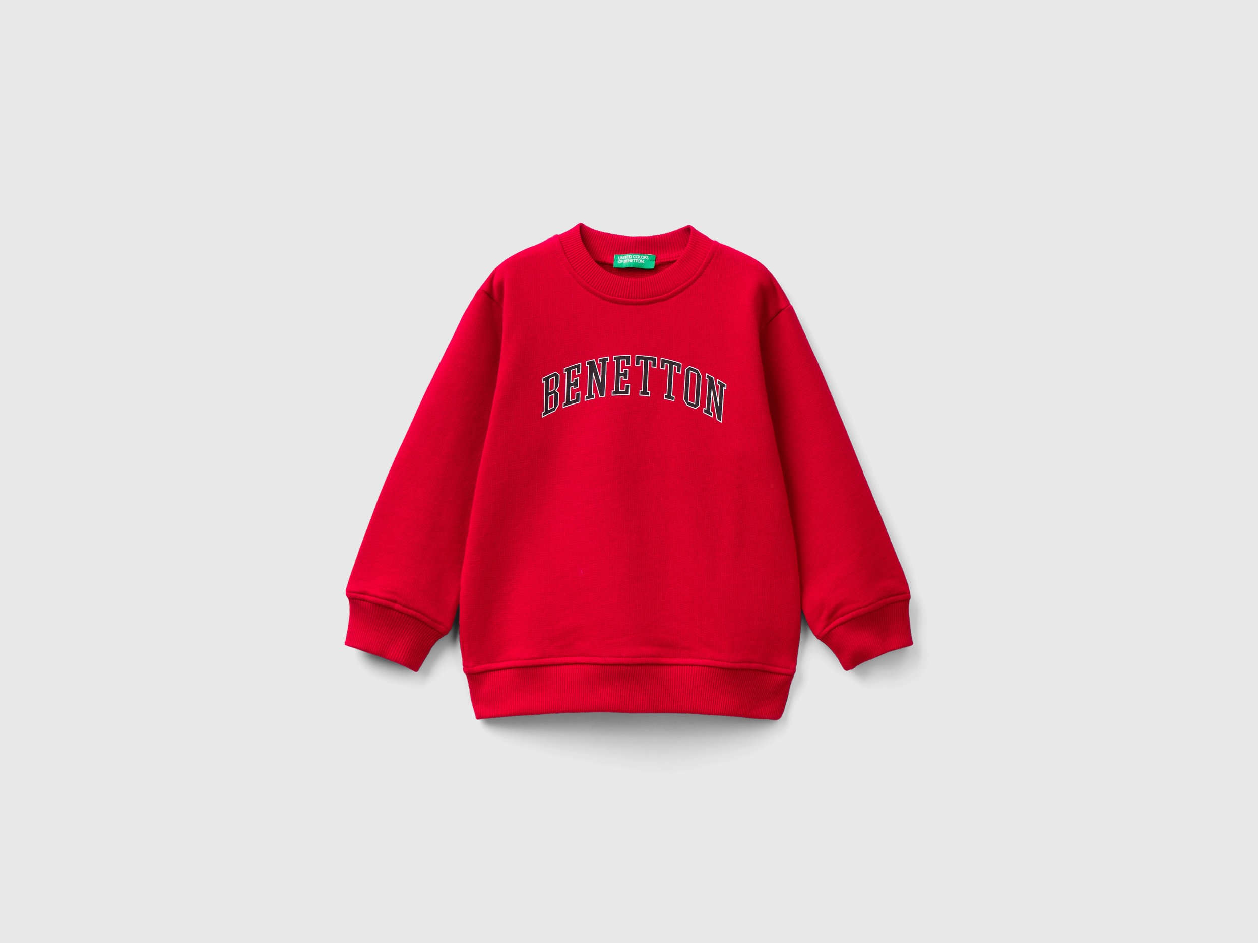 Benetton, Sweatshirt In 100% Organic Cotton, size 12-18, Red, Kids