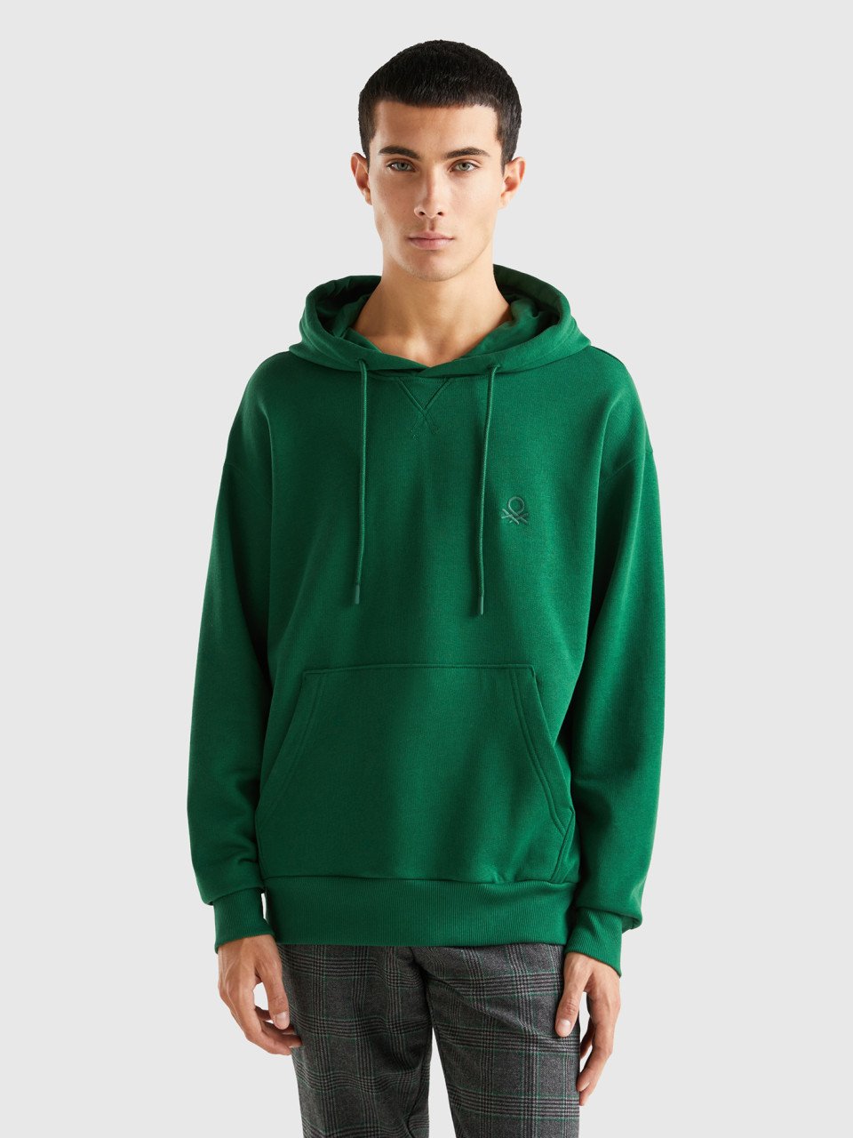 Benetton, Warmer Kapuzensweater, Grün, male