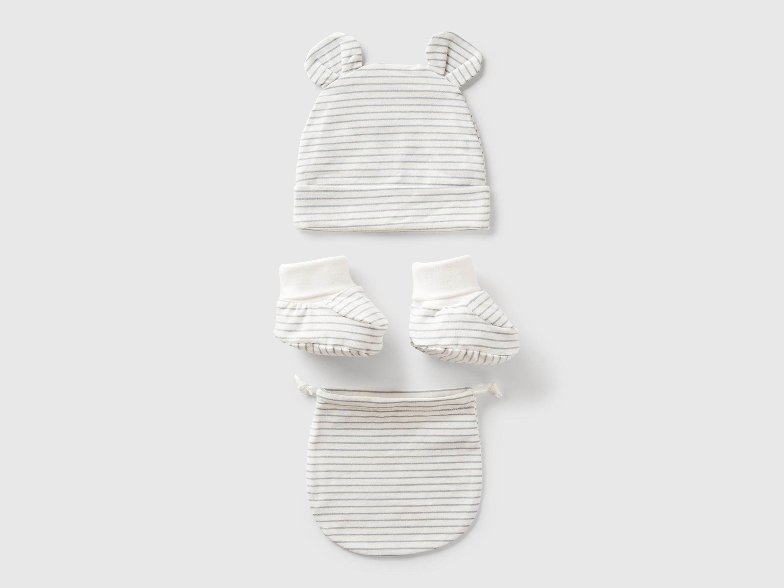 Benetton, Striped Hat And Slippers, size OS, White, Kids