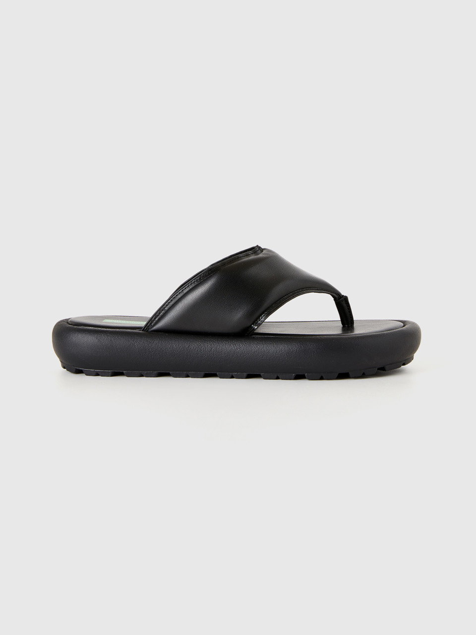 Benetton, Imitation Leather Fabric Thong Sandals,5, Dark Gray