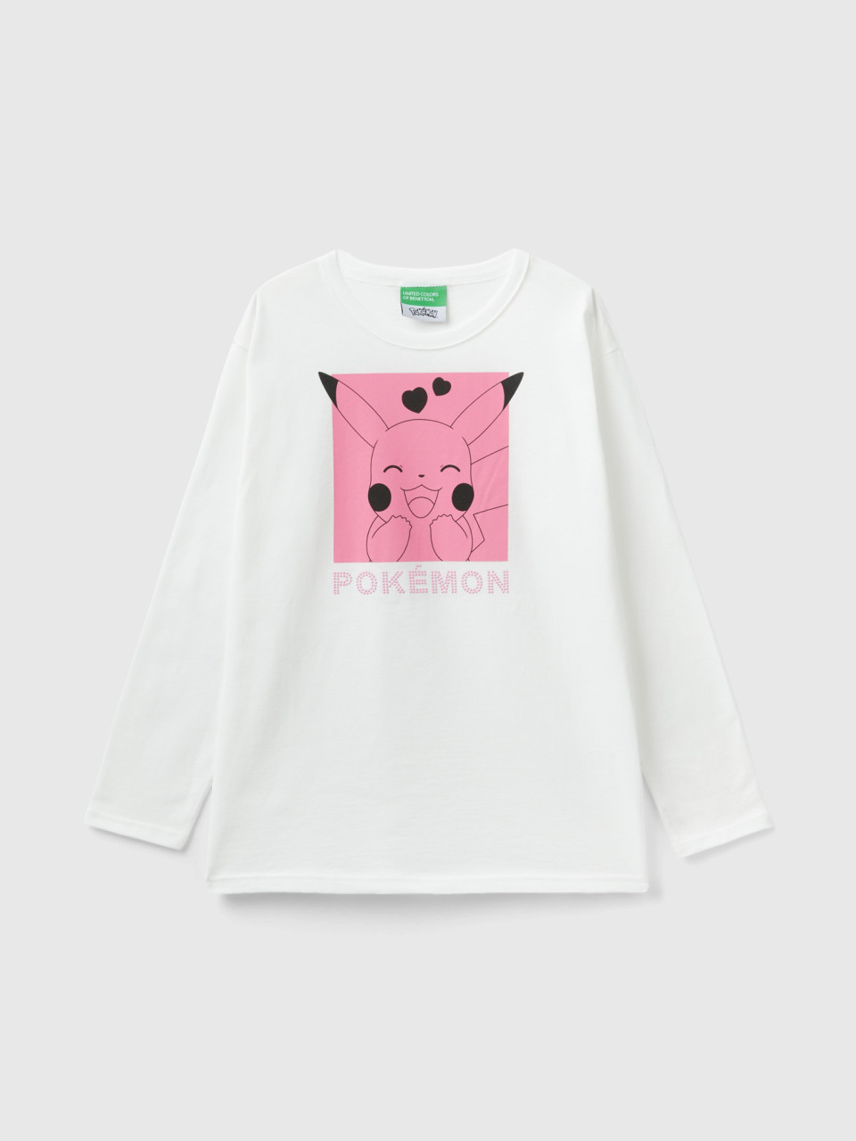 Benetton, T-shirt Pokémon En Coton Chaud, Blanc, Enfants