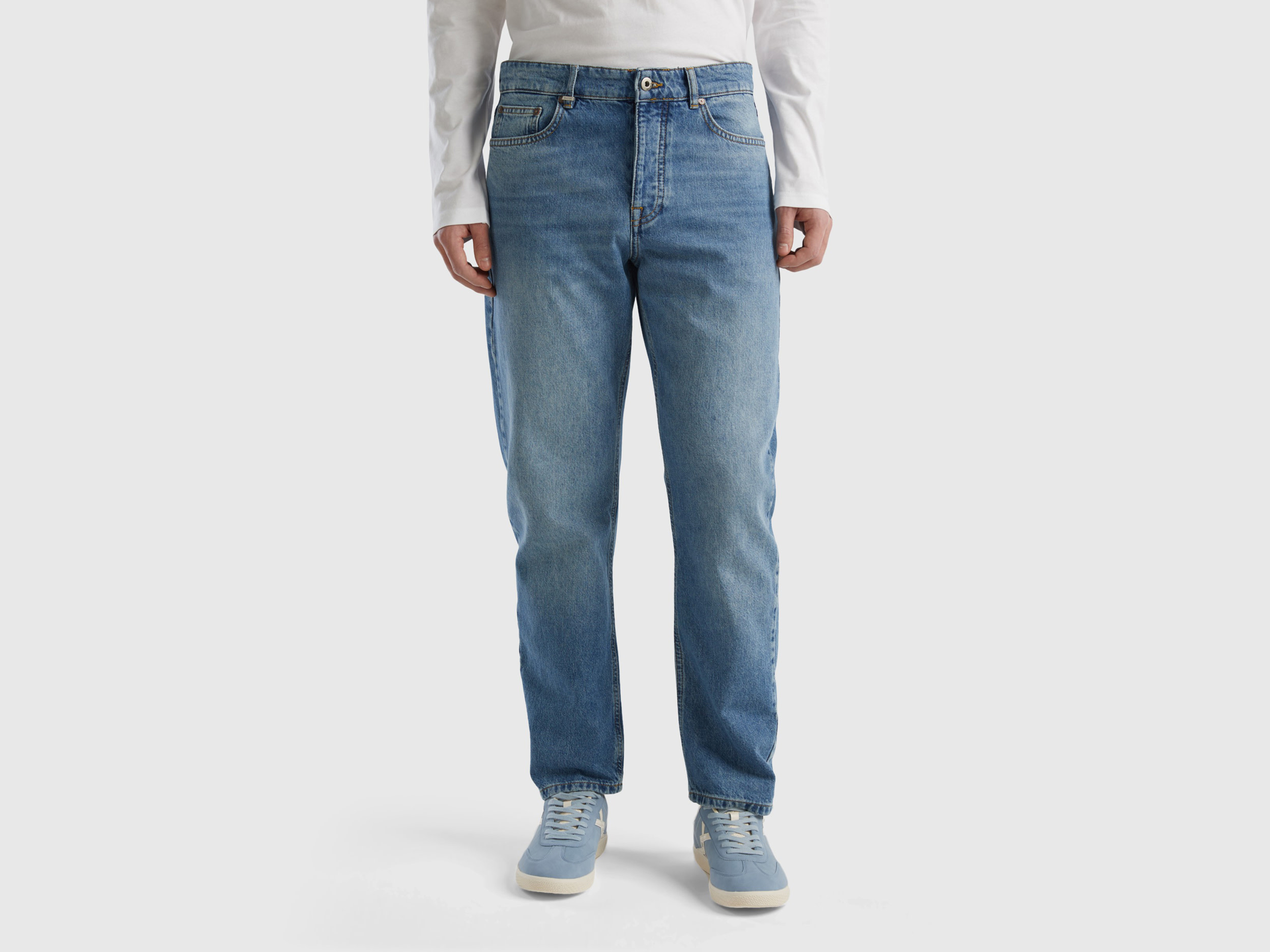 Benetton, Carrot Fit Jeans, size 29, Light Blue, Men