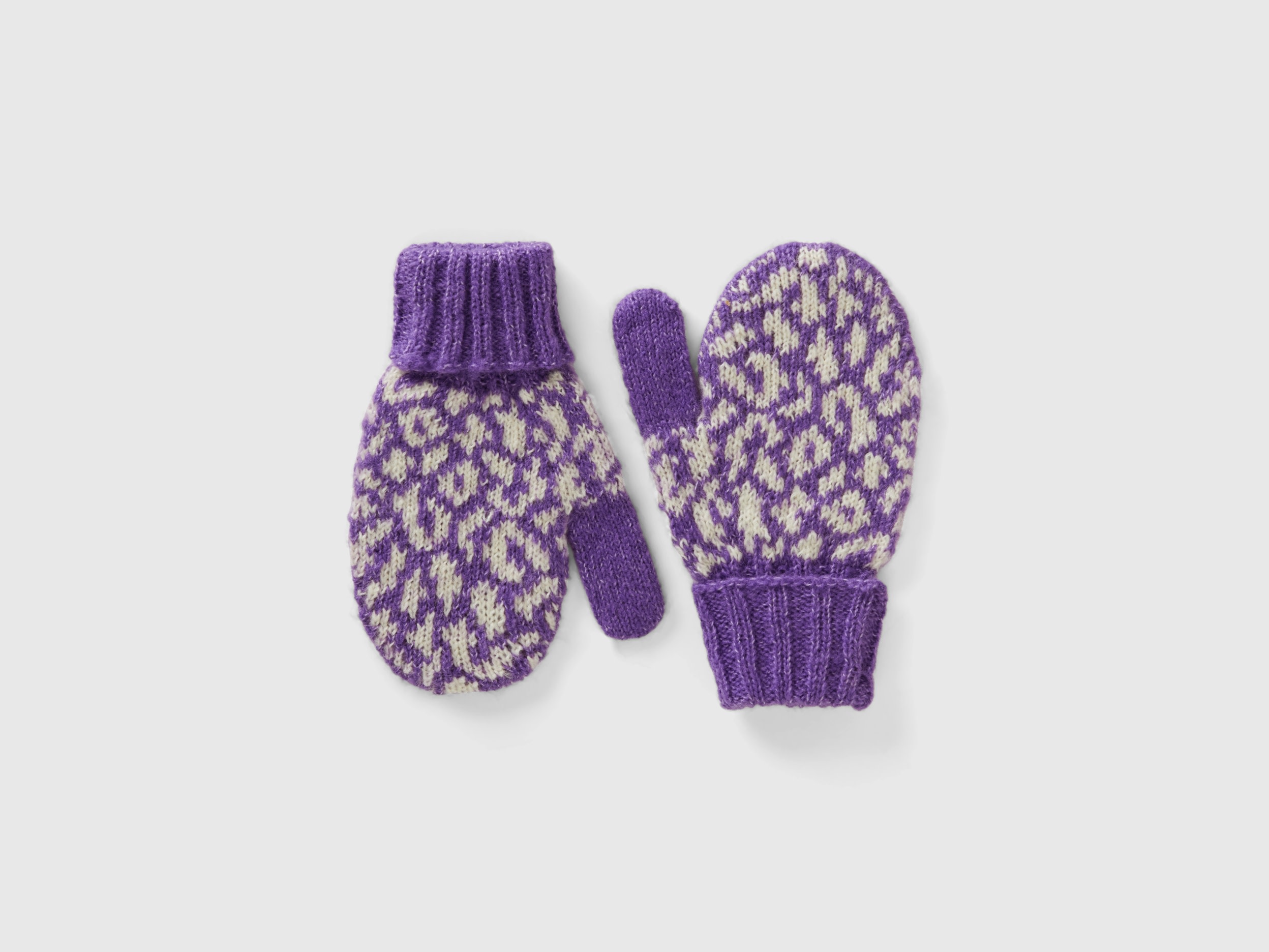 Benetton, Animal Print Mittens In Wool Blend, size 1-3, Multi-color, Kids