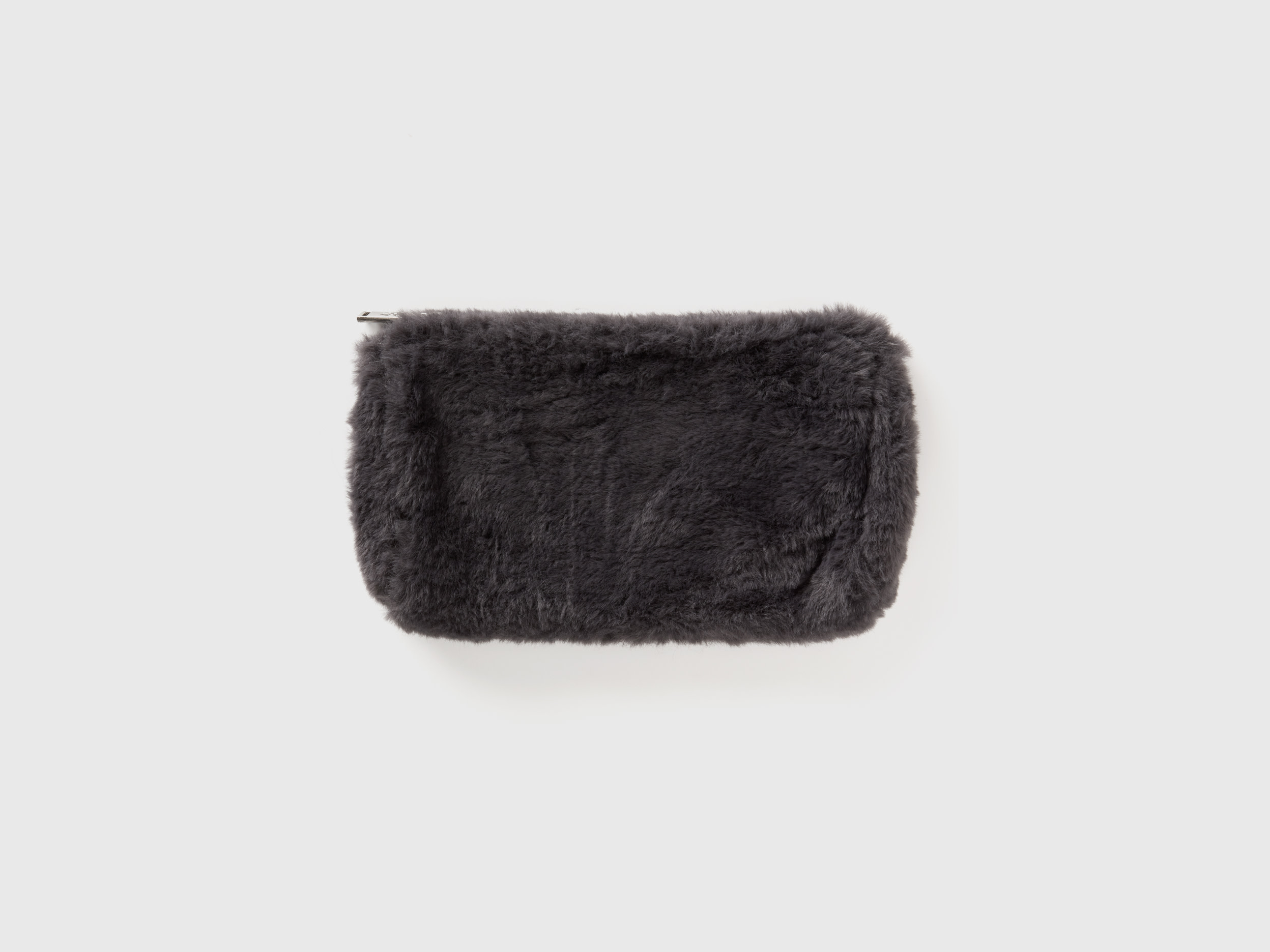 Benetton, Beauty Case In Faux Fur, size OS, Dark Gray, Women