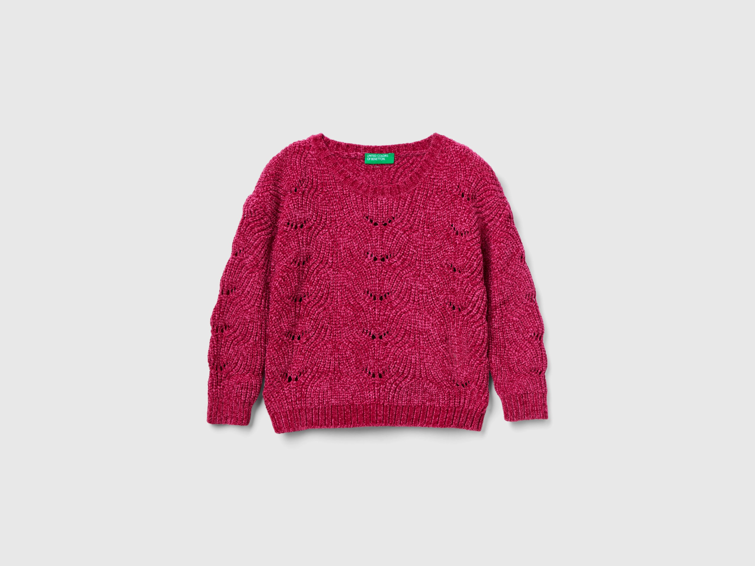 Benetton, Knit Chenille Sweater, size 2-3, Cyclamen, Kids