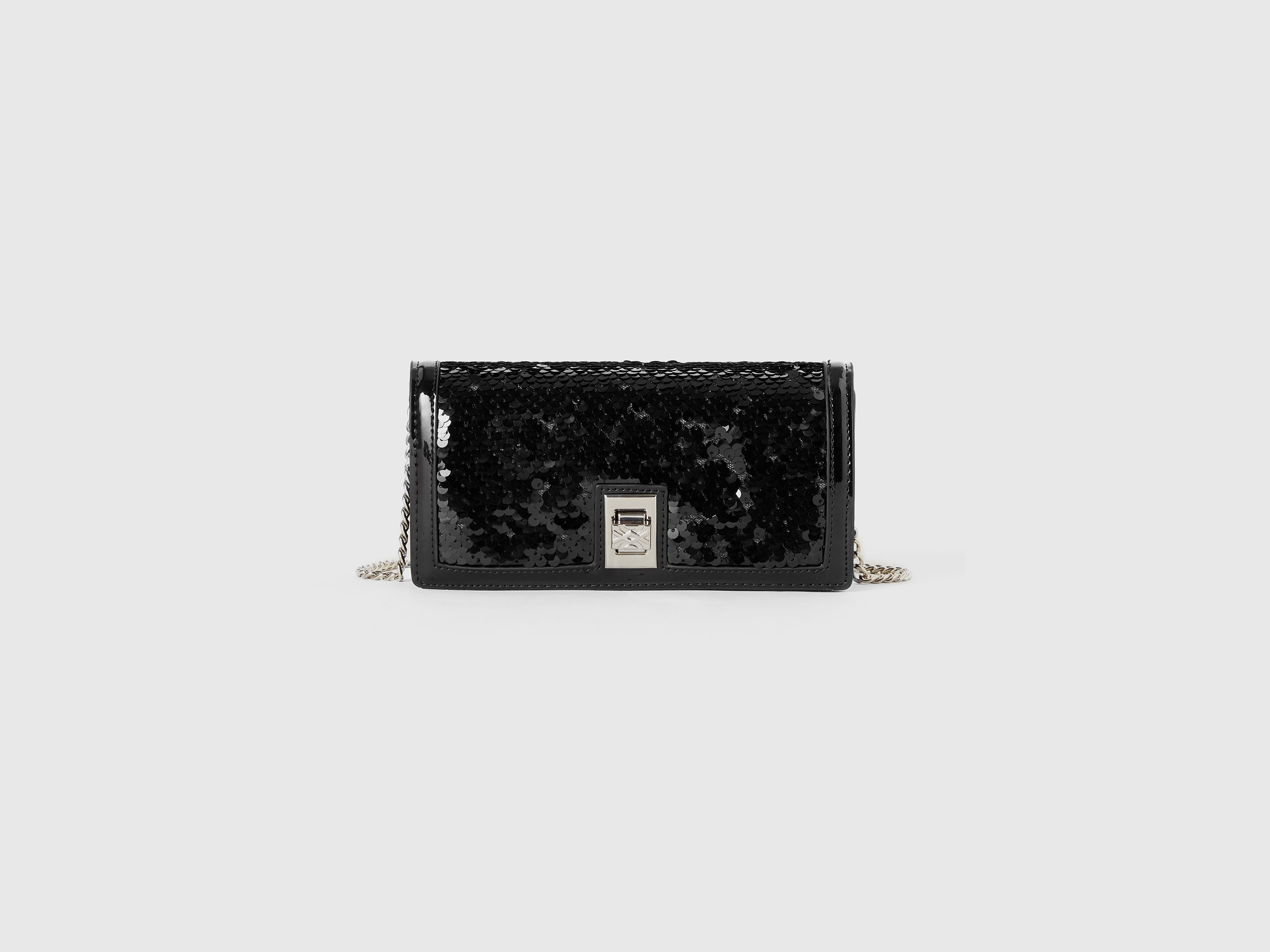 Benetton, Envelope Clutch With Sequins, size OS, Black, Women