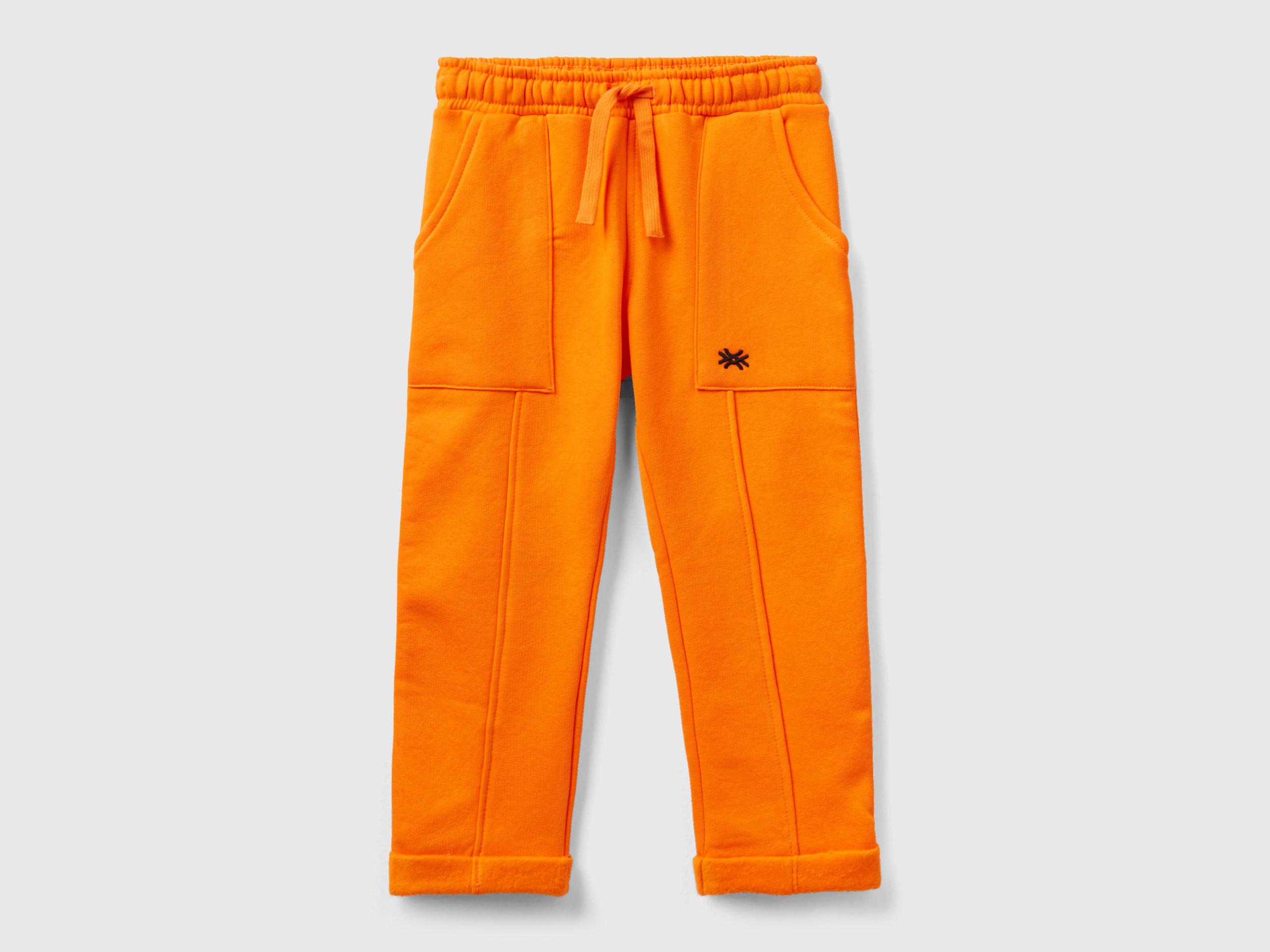 Benetton, Warm Sweatpants With Drawstring, size 12-18, Orange, Kids