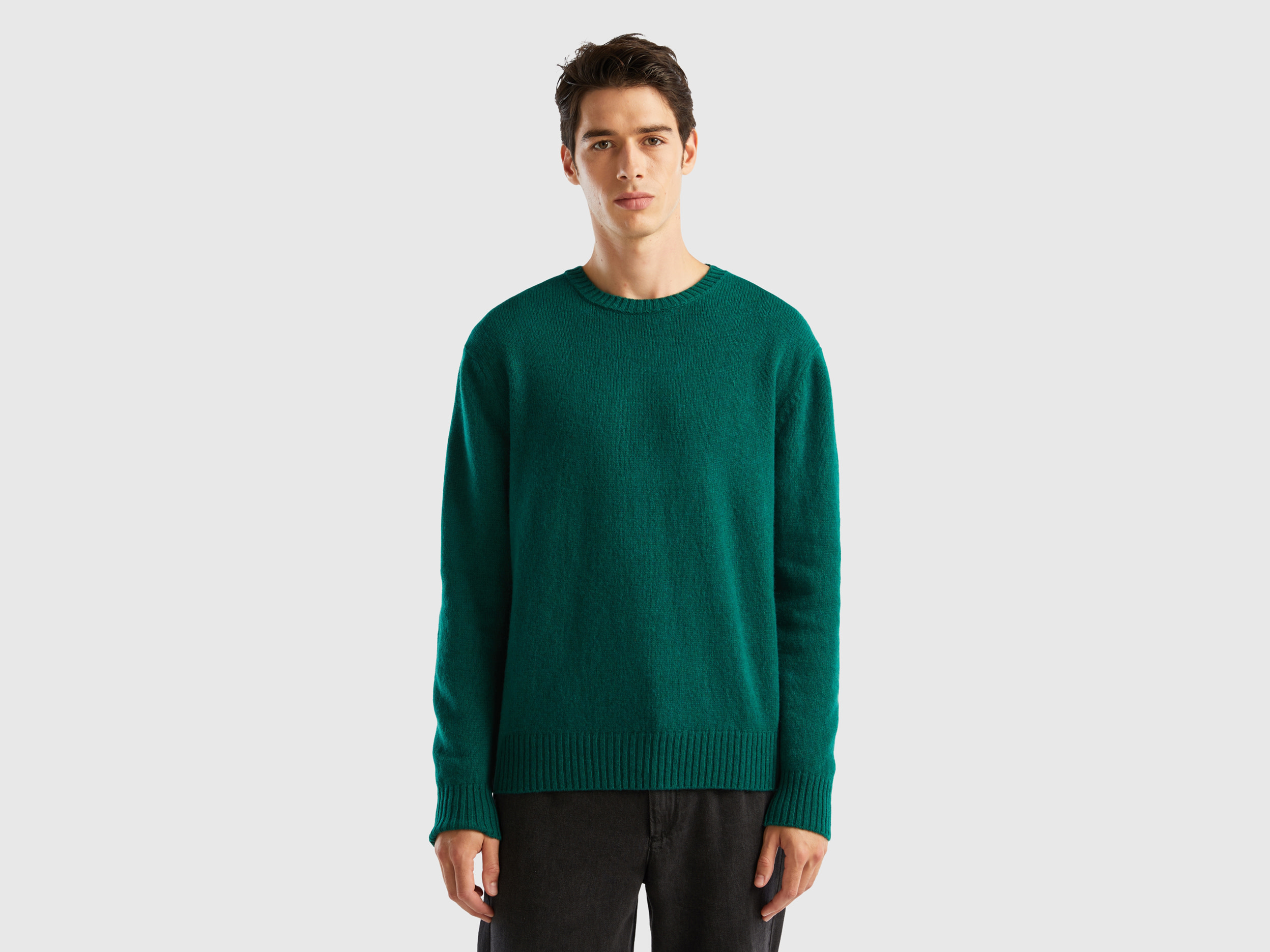 Benetton, Sweater In Shetland Wool, size L, Green, Men