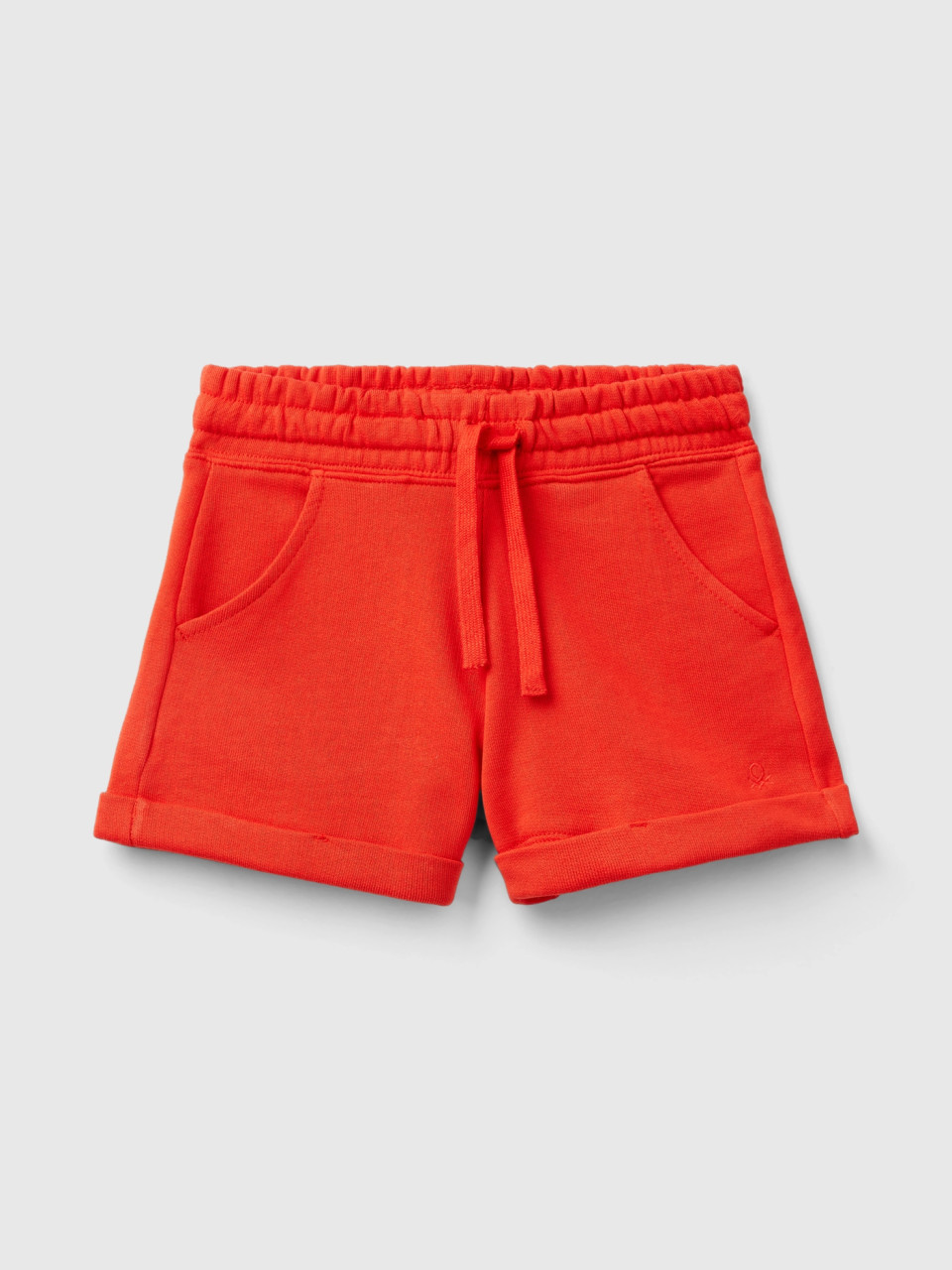 Benetton, 100% Cotton Sweat Shorts, Red, Kids