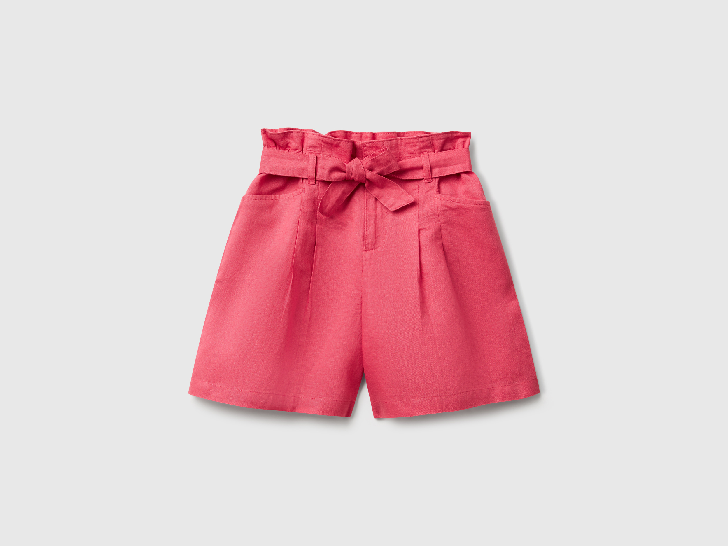 Benetton, Bermuda Paperbag En Lin Mélangé, taille 2XL, , Enfants - United Colors of Benetton - Modalova