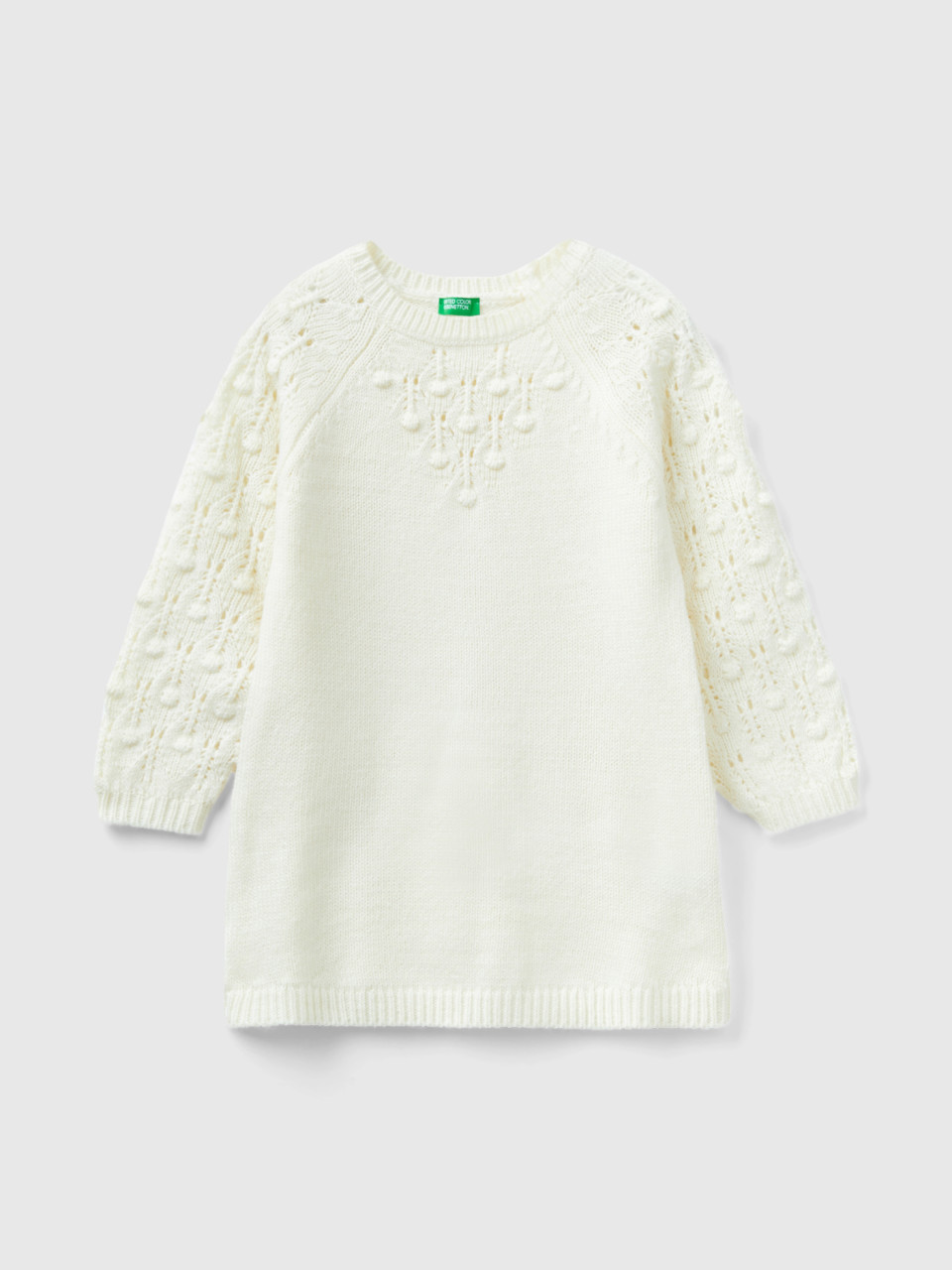 Benetton, Sweater Dress, Creamy White, Kids