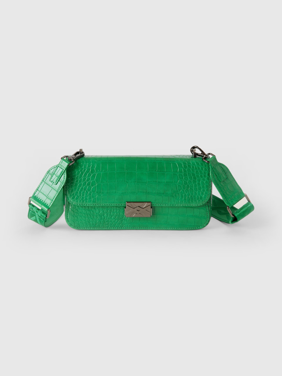 Benetton, Medium Green Be Bag With Crocodile Print, Green, Women