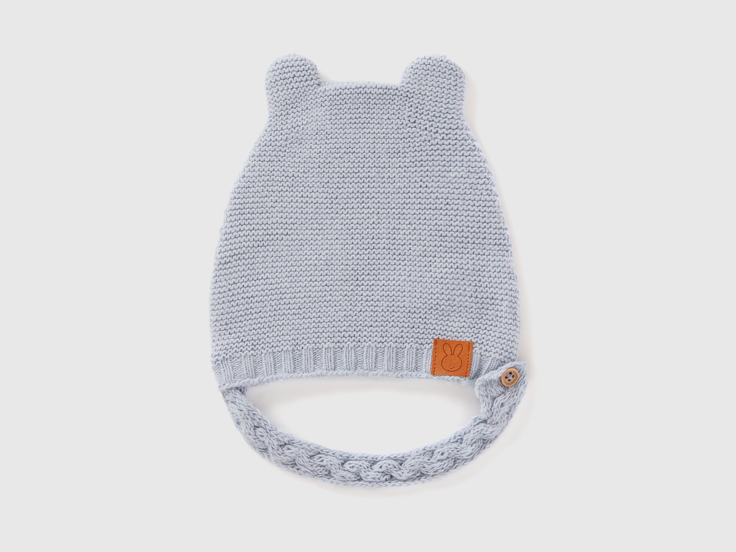 Benetton, Cappellino Con Orecchie In Misto Lana Riciclata, Celeste, Bambini