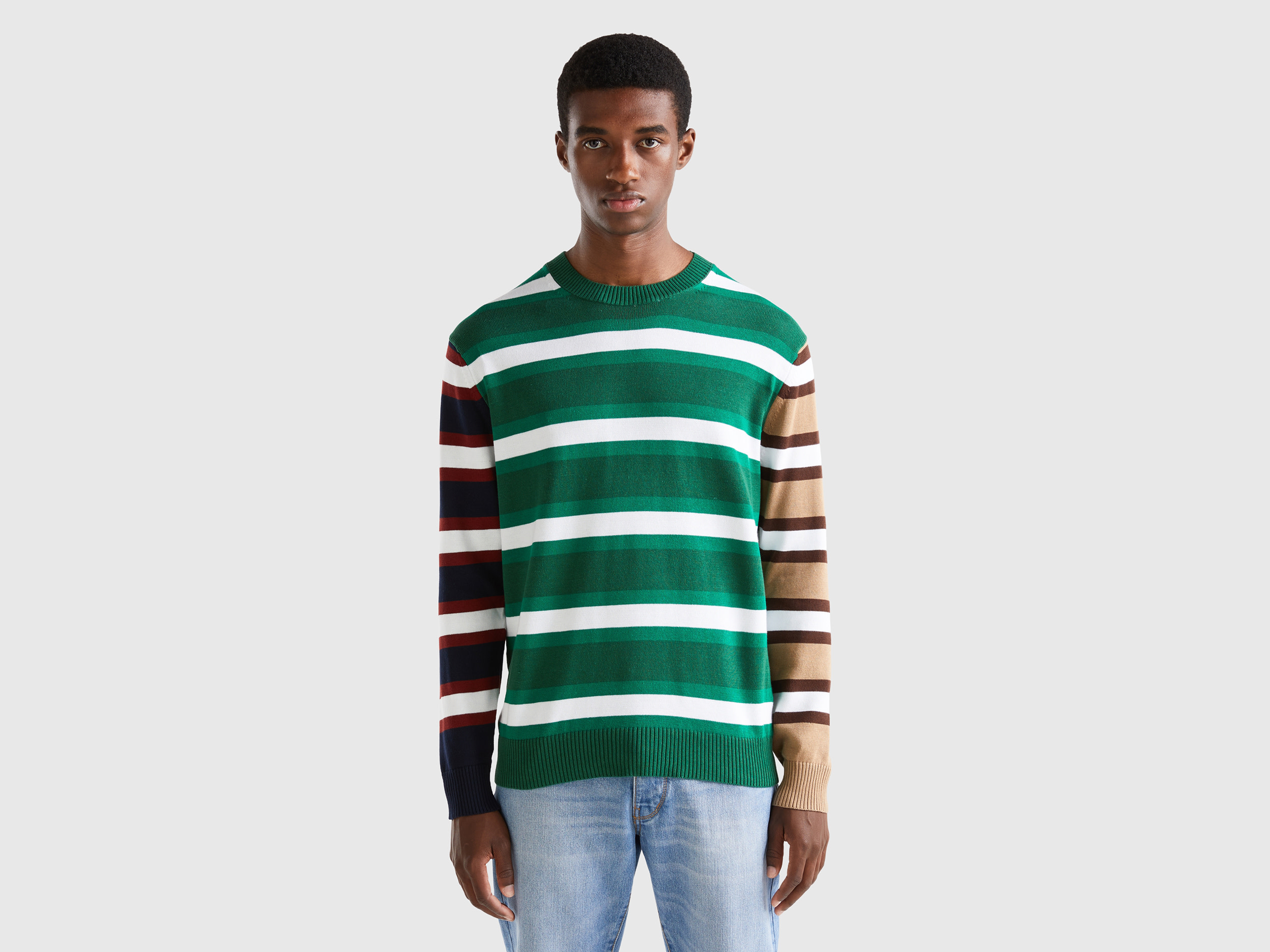 Benetton, Patchwork Sweater, size M, Dark Green, Men