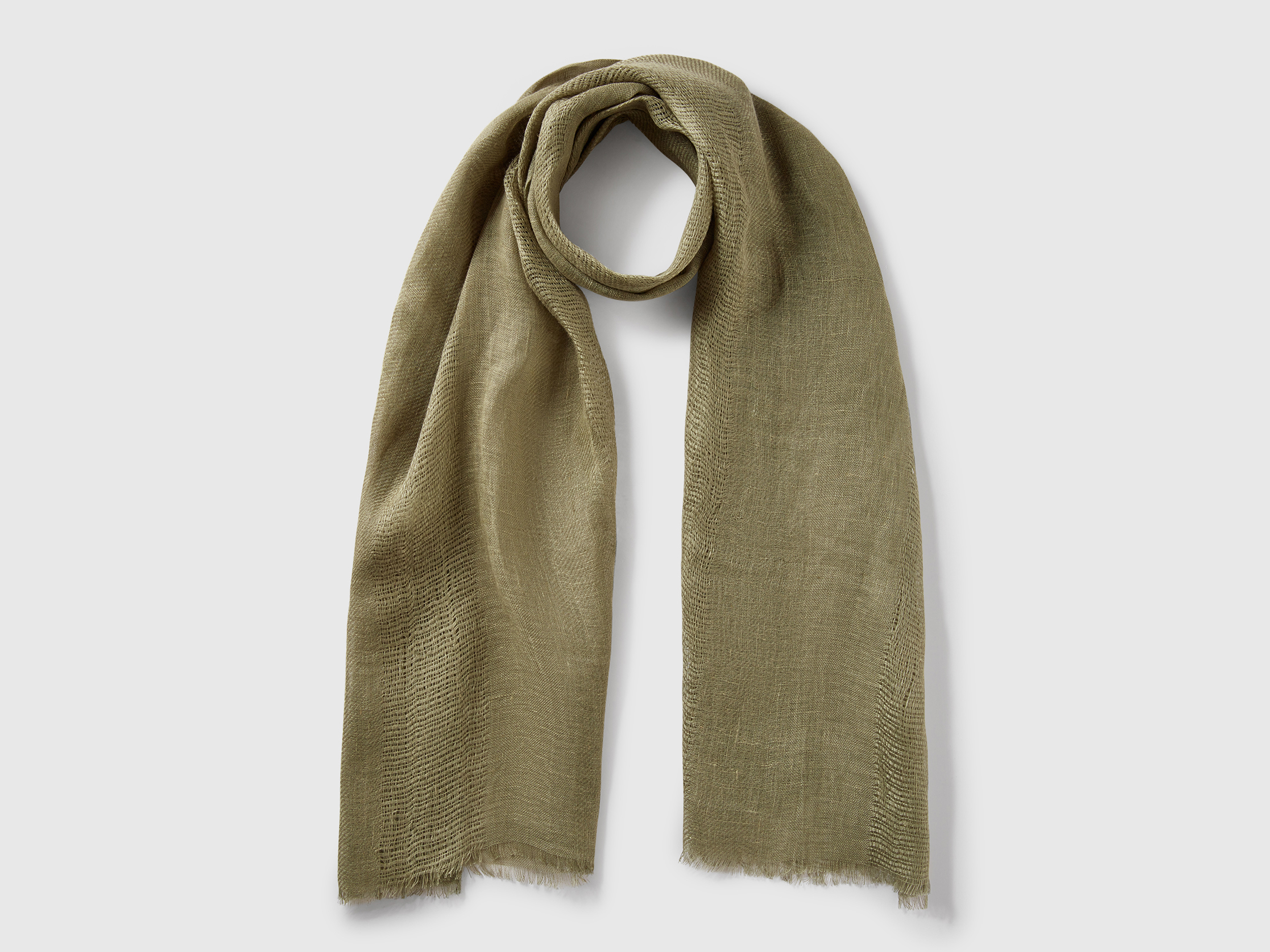 Benetton, Lightweight Scarf In Pure Linen, size OS, , Women