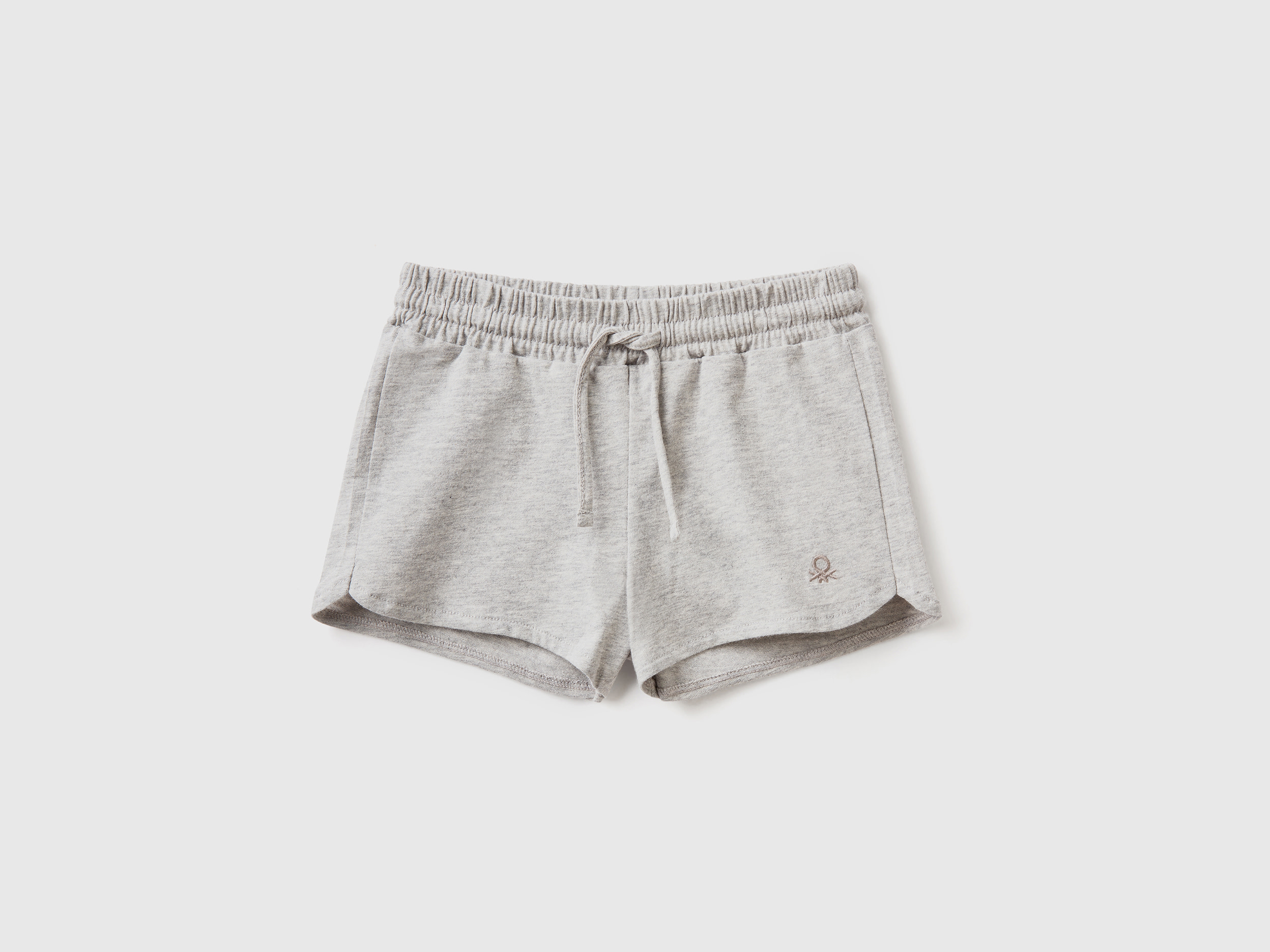 Benetton, Shorts With Drawstring In Organic Cotton, size 3-4, Light Gray, Kids