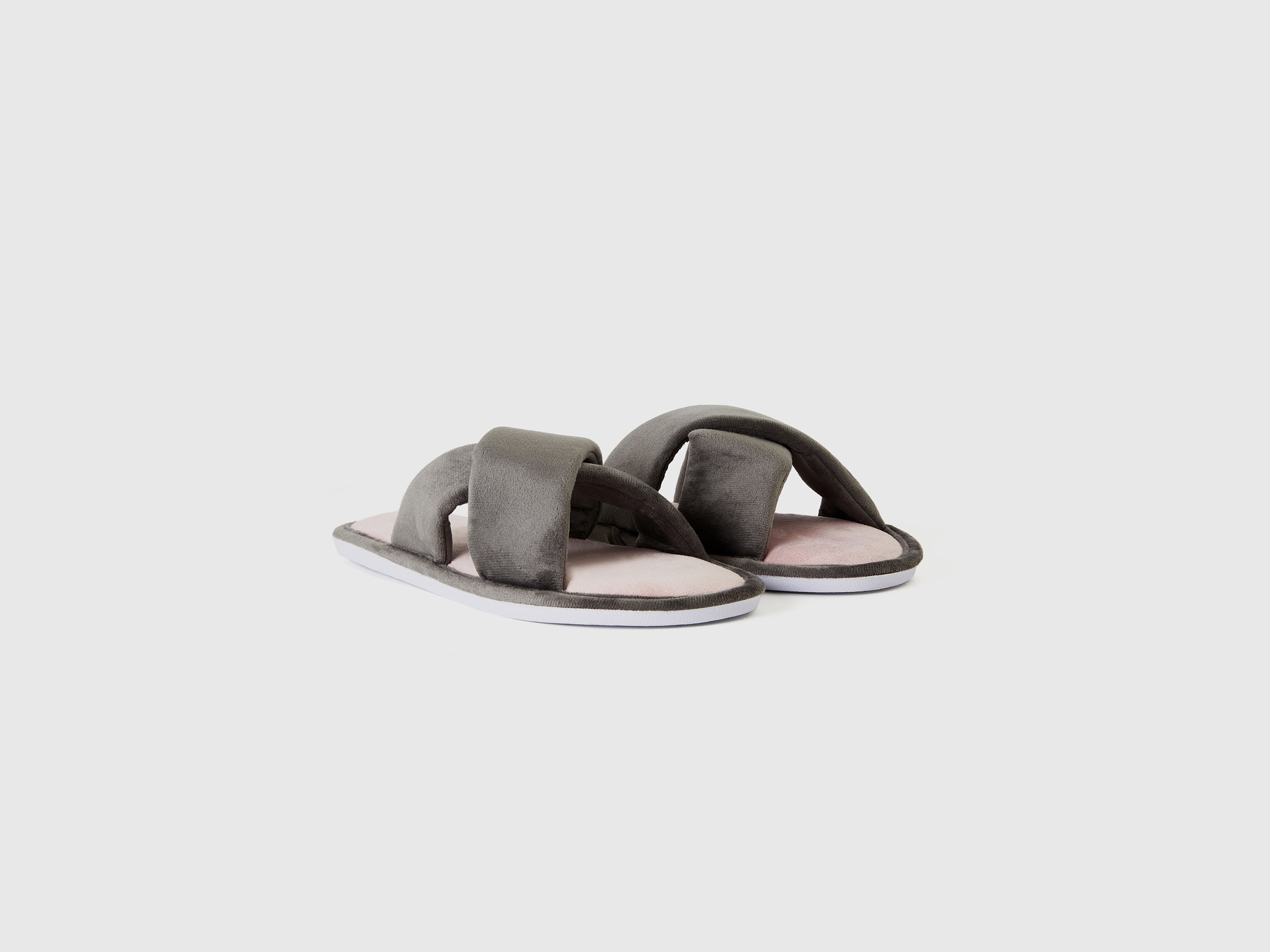 Benetton, Open Slippers In Velvet, Taglia 3-4, Multi-Color, Women
