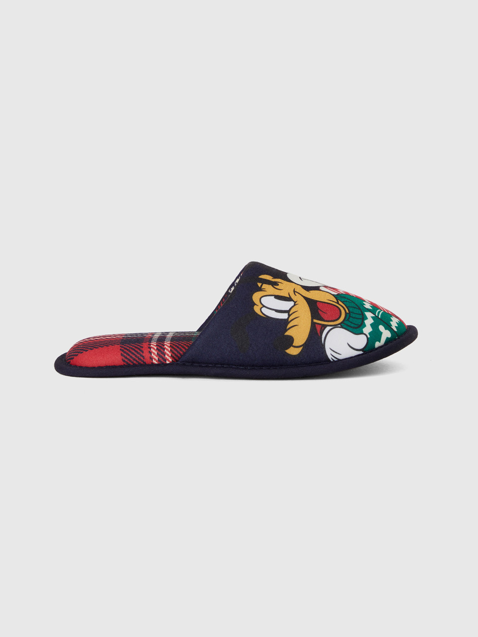 Benetton, Mickey Mouse And Pluto Tartan Slippers,5-2C-Y, Dark Blue