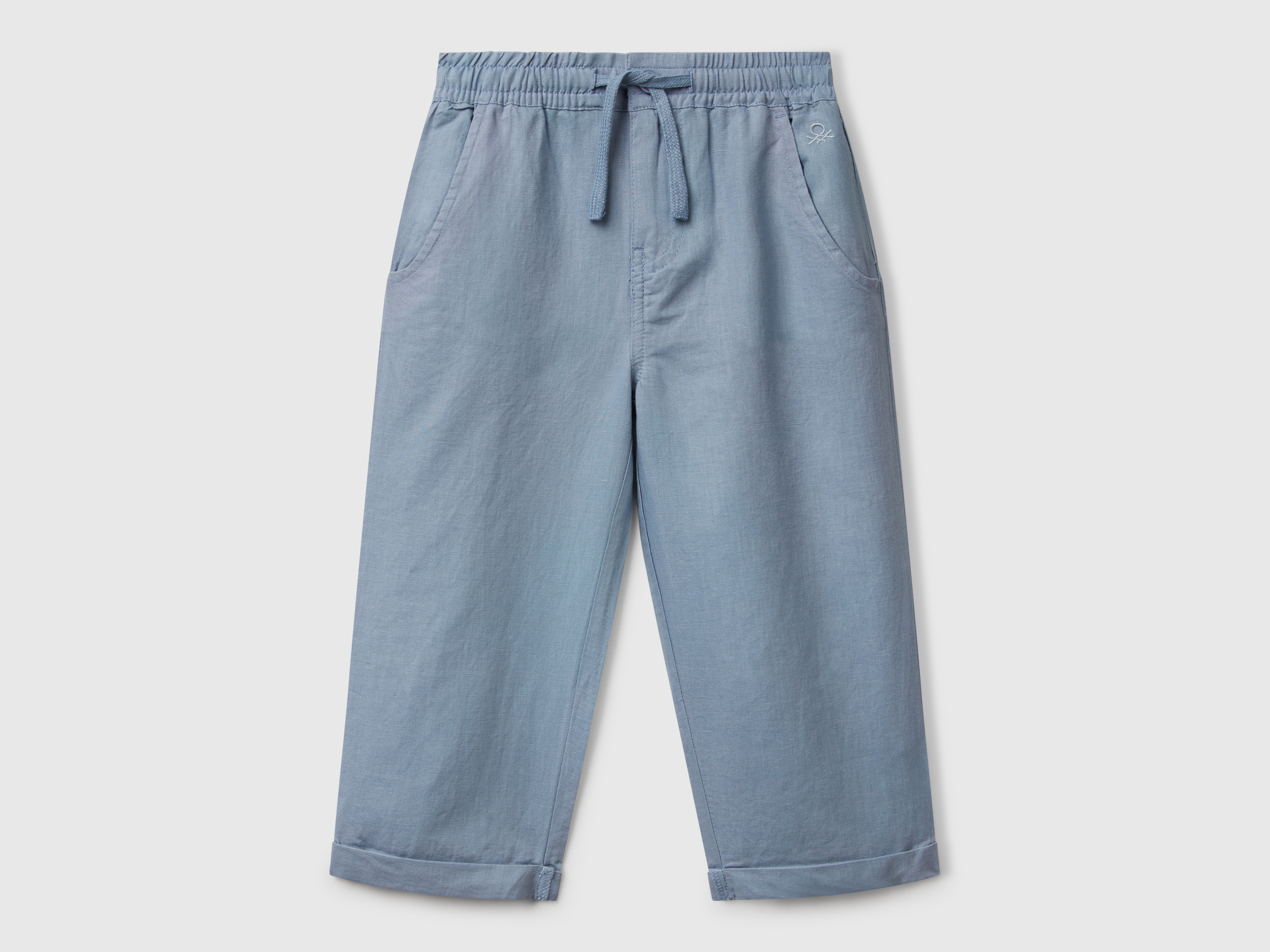 Benetton, Pantalon En Lin Mélangé À Cordon De Serrage, taille 12-18, Bleu Clair, Enfants - United Colors of Benetton - Modalova