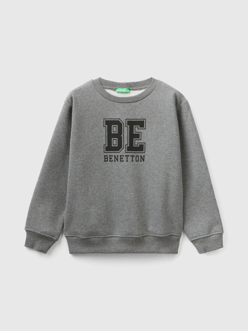 Benetton, Warmer Sweater Mit Logo, Dunkelgrau, male