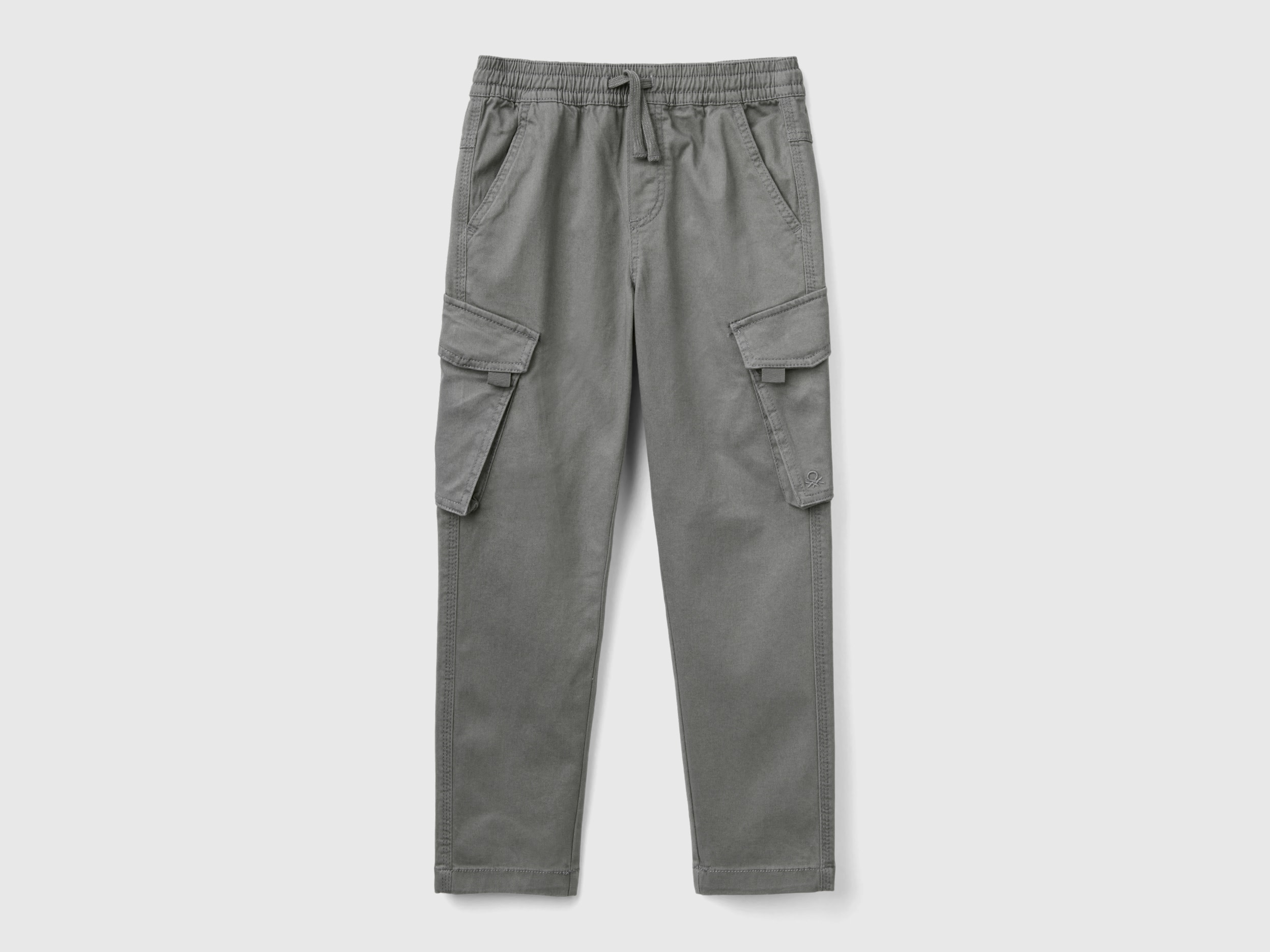 Benetton, Pantaloni Cargo Slim Fit, Grigio Scuro, Bambini