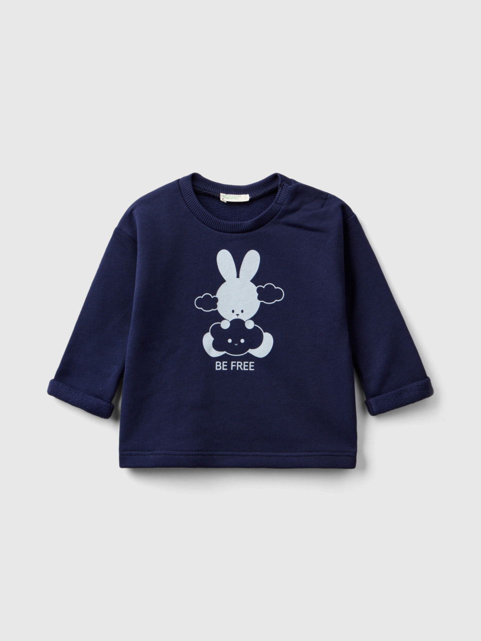Benetton, Organic Cotton Sweatshirt With Print, Dark Blue, Kids