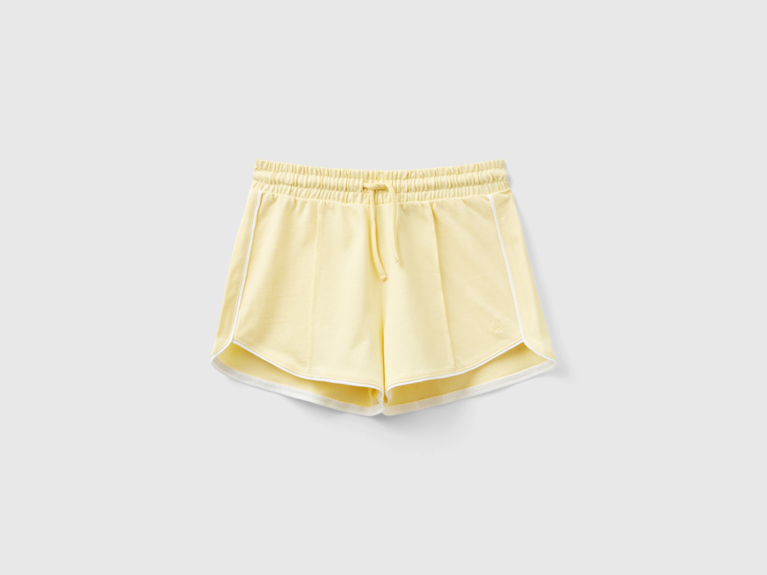 Benetton, Shorts Con Coulisse 100% Cotone, Vaniglia, Bambini