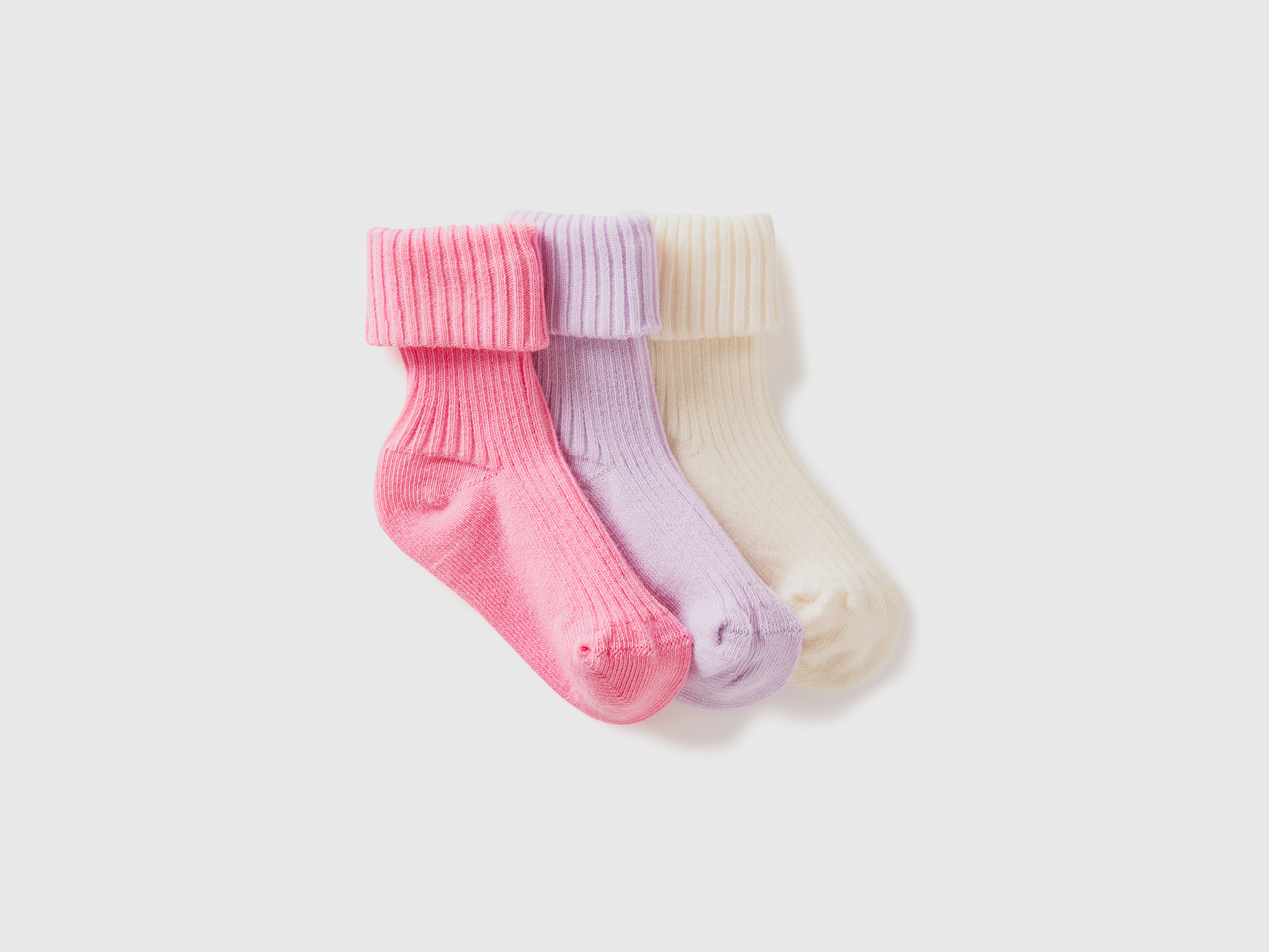 Image of Benetton, Long Sock Set With Cuff, size 50, Multi-color, Kids