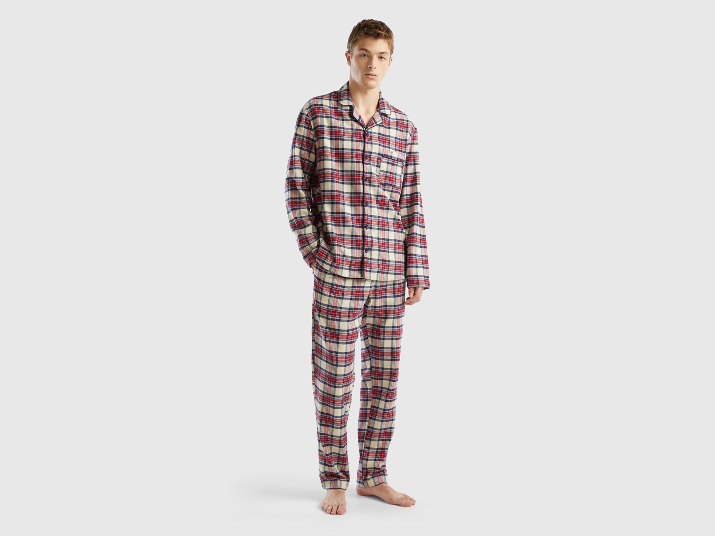 Benetton, Flannel Tartan Pyjamas, size M, Multi-color, Men