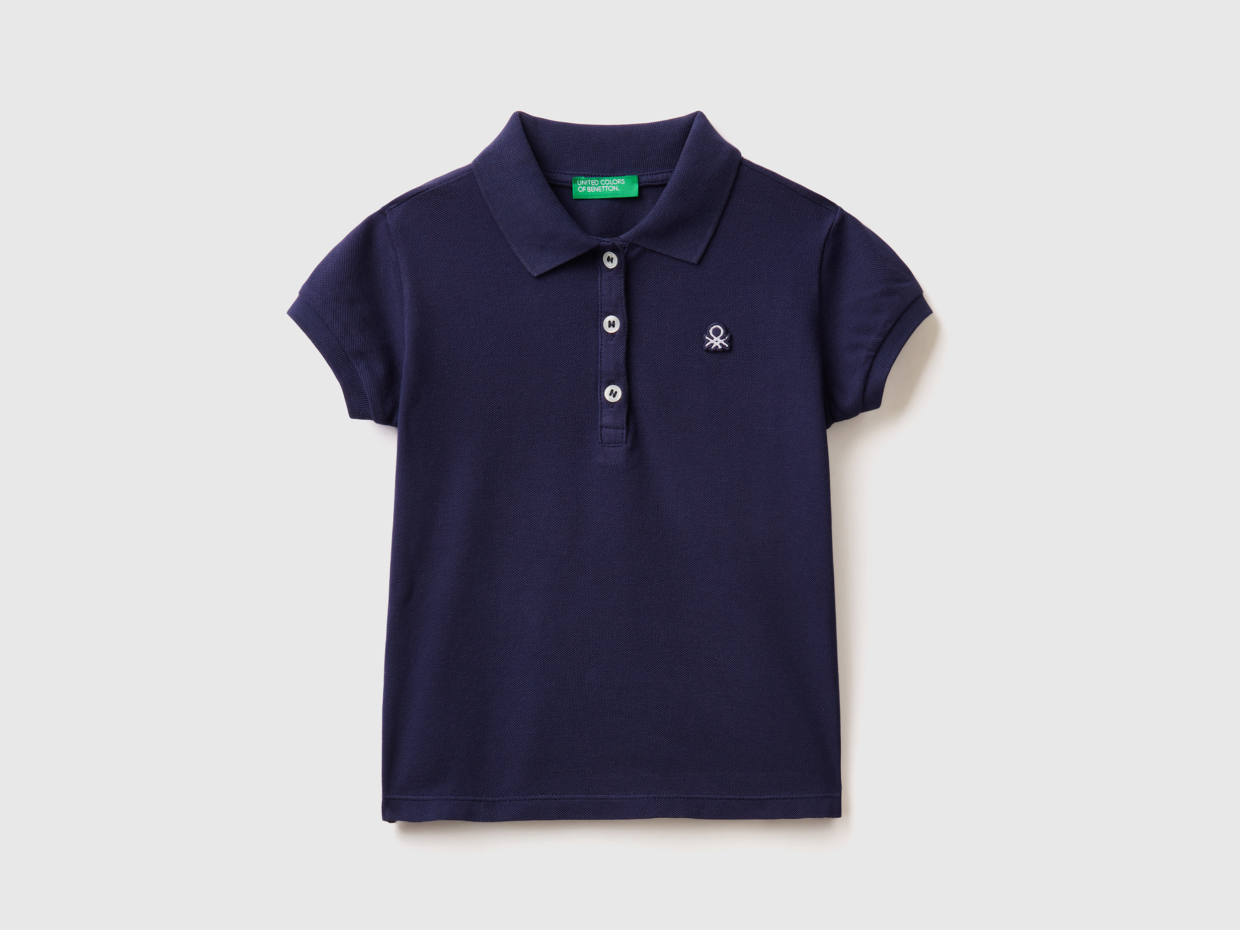 Benetton, Regular Fit Polo In Organic Cotton, size 2-3, Dark Blue, Kids