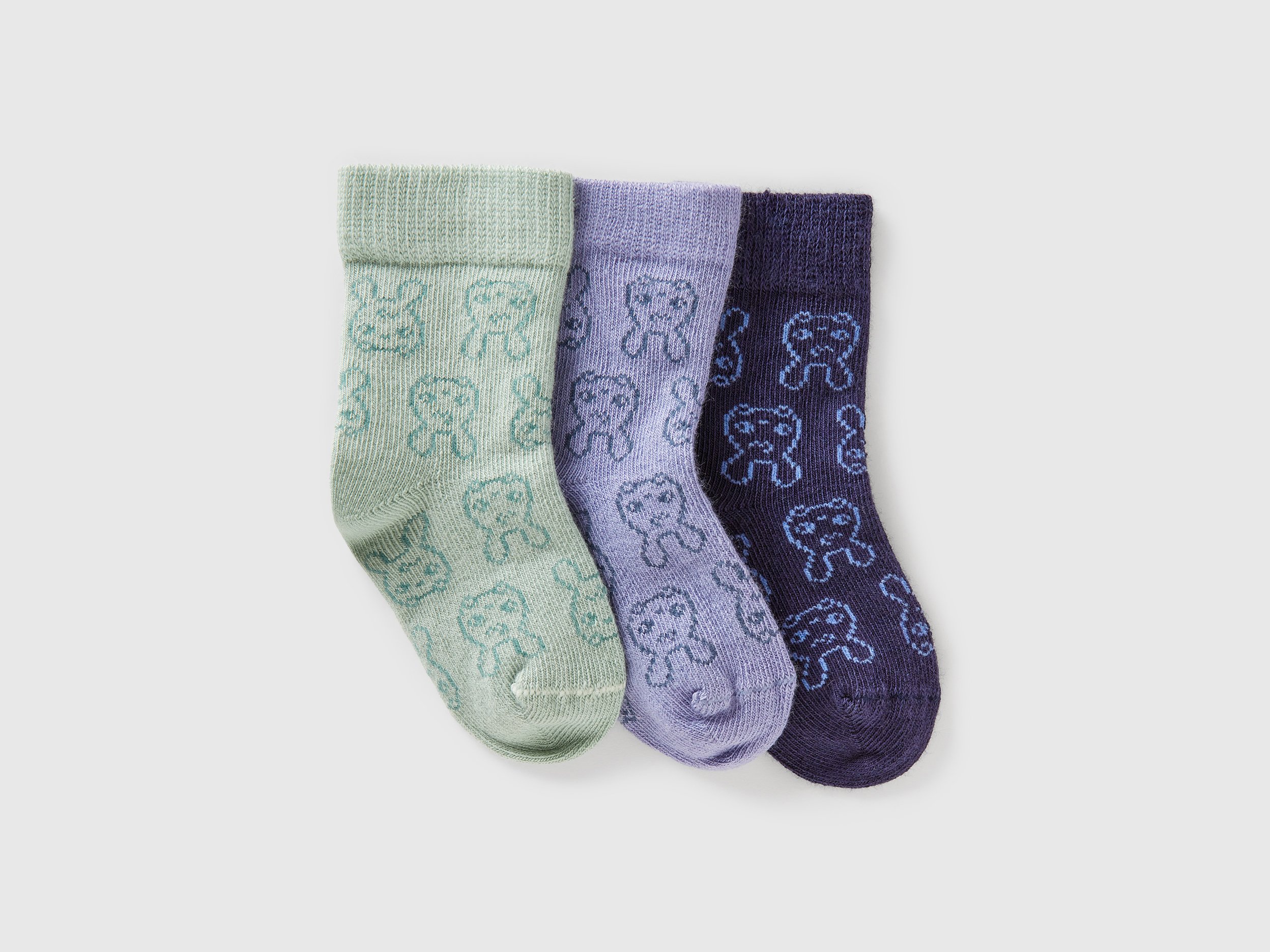 Benetton, Three Pairs Of Socks With Bunnies, size 0-6, Multi-color, Kids
