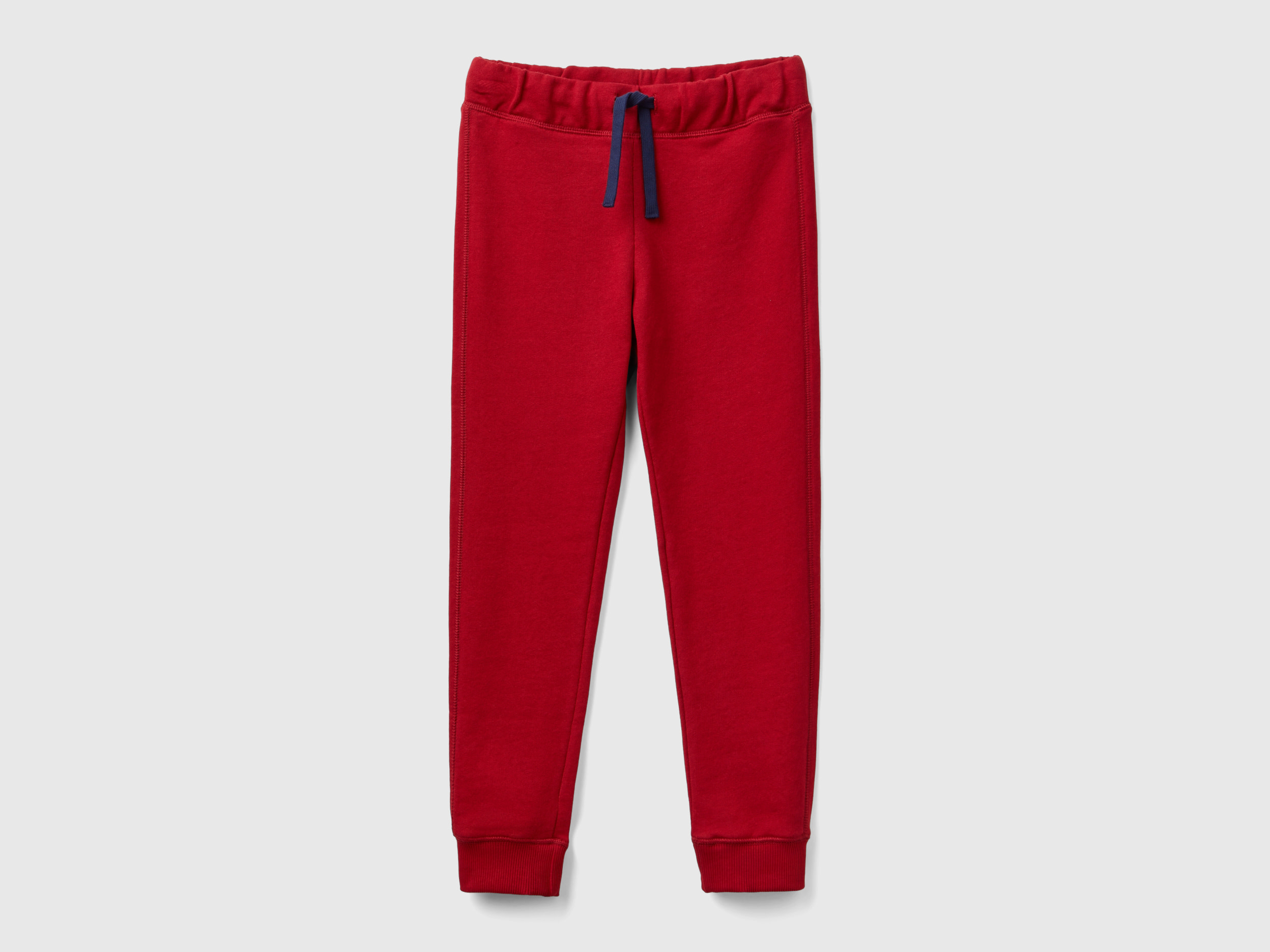 Benetton, Pantaloni In Felpa 100% Cotone, Rosso, Bambini